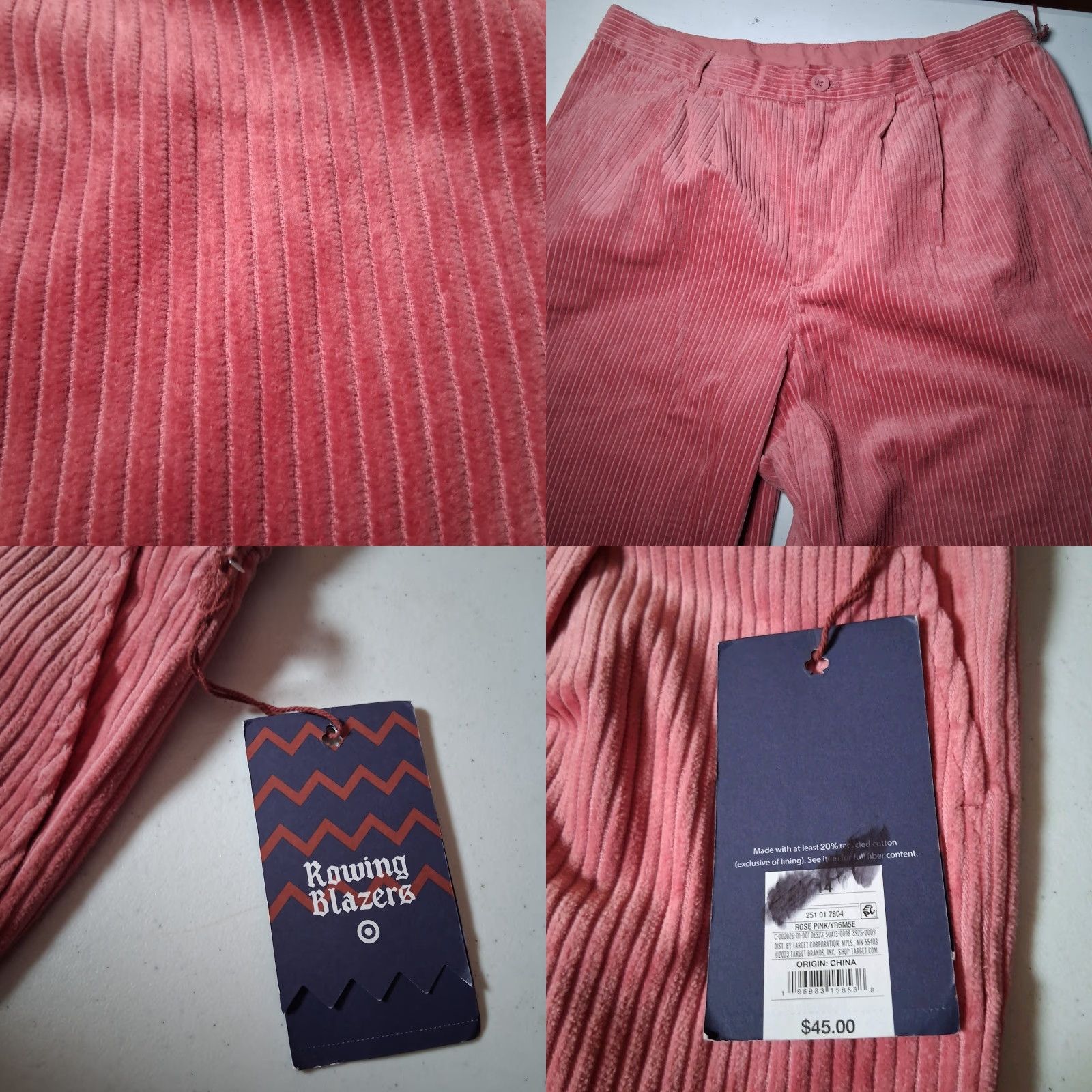 Rowing Blazers Rowing Blazers Corduroy Pants Women 14 Pink Rose Wide Wale NEW Size 36" / US 14 / IT 50 - 8 Thumbnail