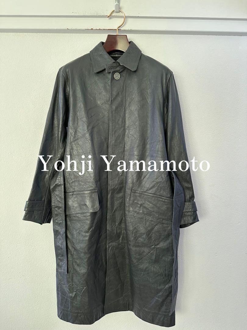 Yohji yamamoto leather trench coat