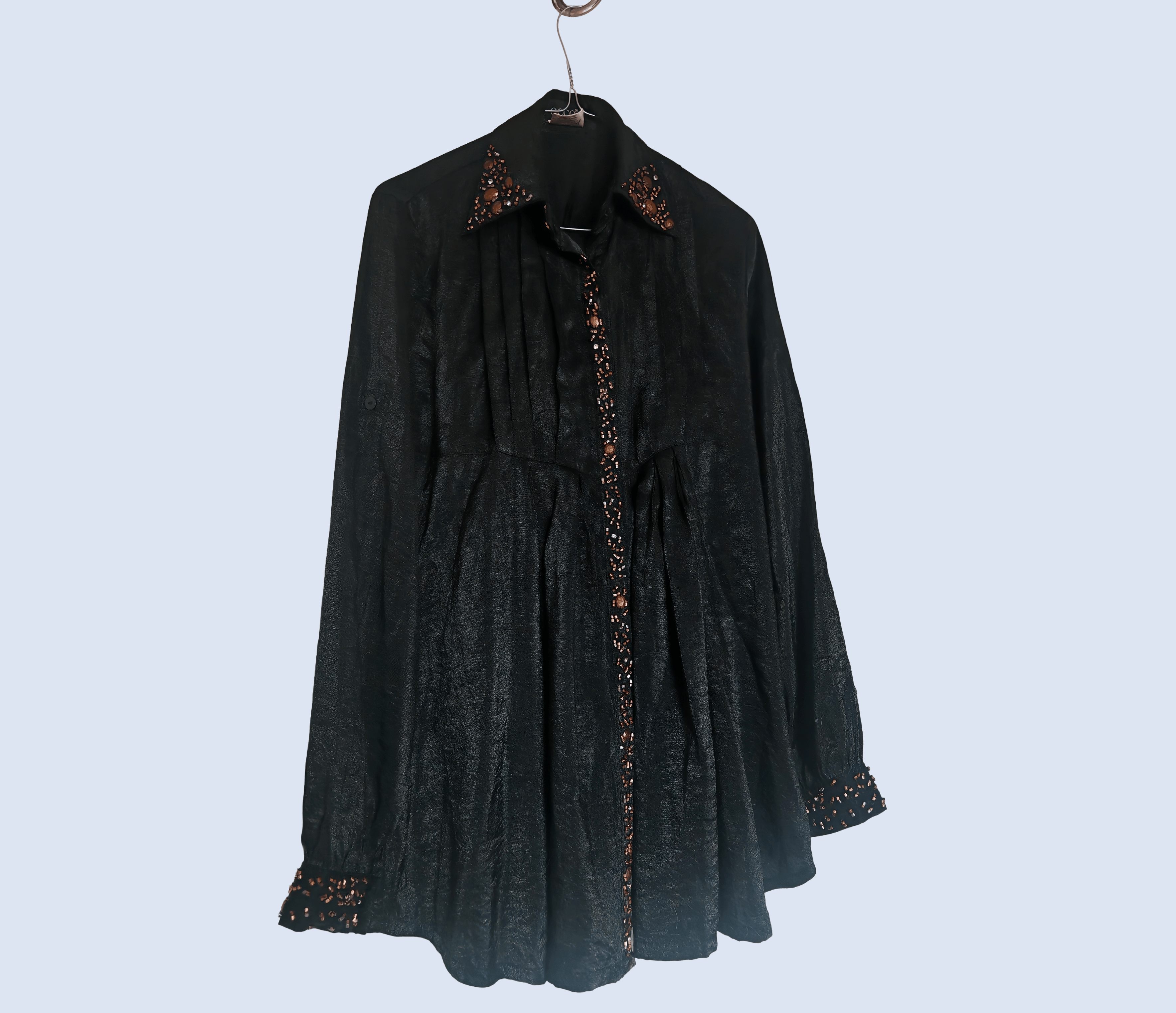 Other Vintage OCCO Roll-up Sleeves Pleated Front Beaded Shirt Size L / US 10 / IT 46 - 5 Thumbnail