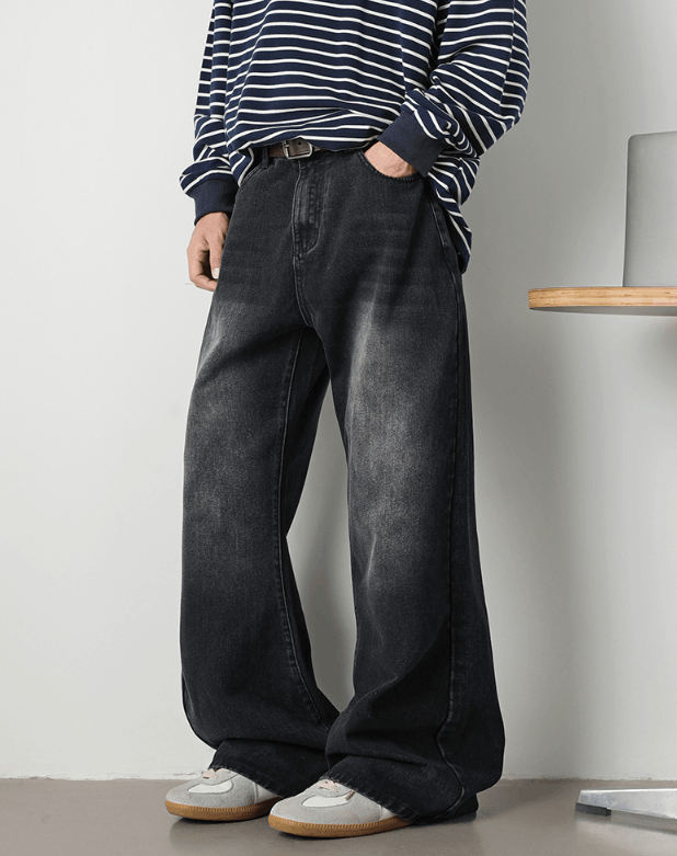 Jean American men's loose retro washed distressed flared jeans Size US 32 / EU 48 - 3 Thumbnail