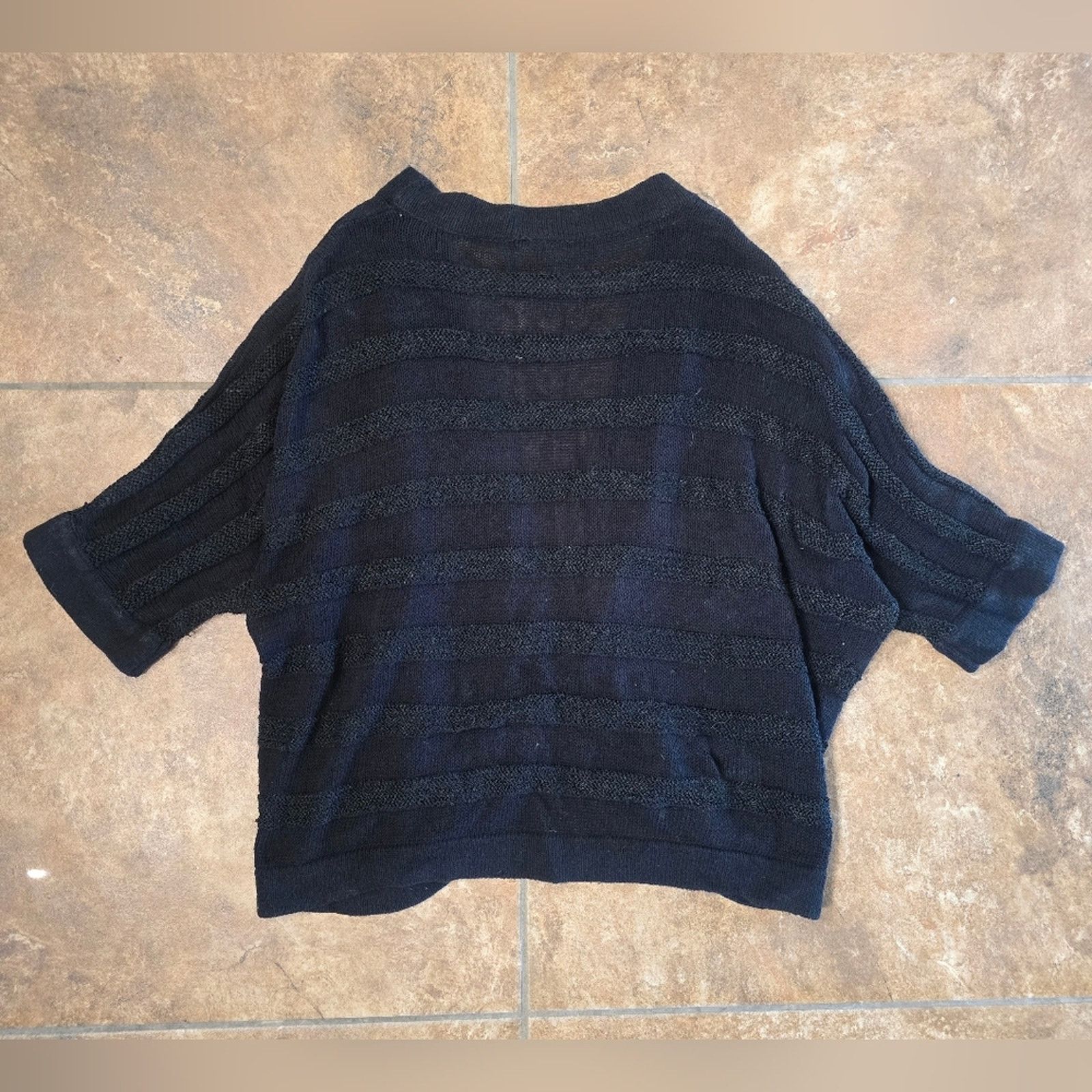 Other Black Tonal Striped Cardigan 3/4 Sleeve Size M / US 6-8 / IT 42-44 - 2 Thumbnail