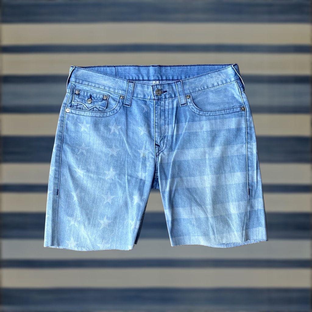 True Religion VINTAGE True Religion World Tour American Flag Bermuda Shorts Mens 36 Denim Jeans Cut Off 5-Pocket Zone Casual USA 90s Size US 36 / EU 52 - 1 Thumbnail