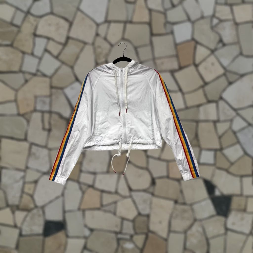 Rainbow A.Lab White Hooded Jacket Rainbow Stripe Sleeves Women’s S Jacket Womens S White Rainbow Stripe Sleeves Size S / US 4 / IT 40 - 1 Thumbnail