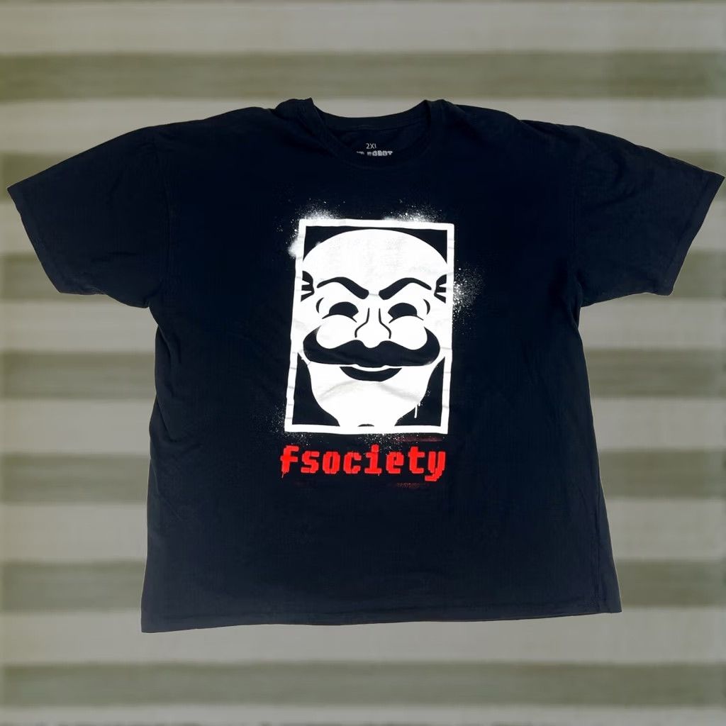 Vintage Loot Crate Loot Crate Exclusive Mr. Robot fsociety T-Shirt Sz 2XL Men Black Cotton Crew Neck Short Sleeve Graphic Print Size US XXL / EU 58 / 5 - 1 Thumbnail