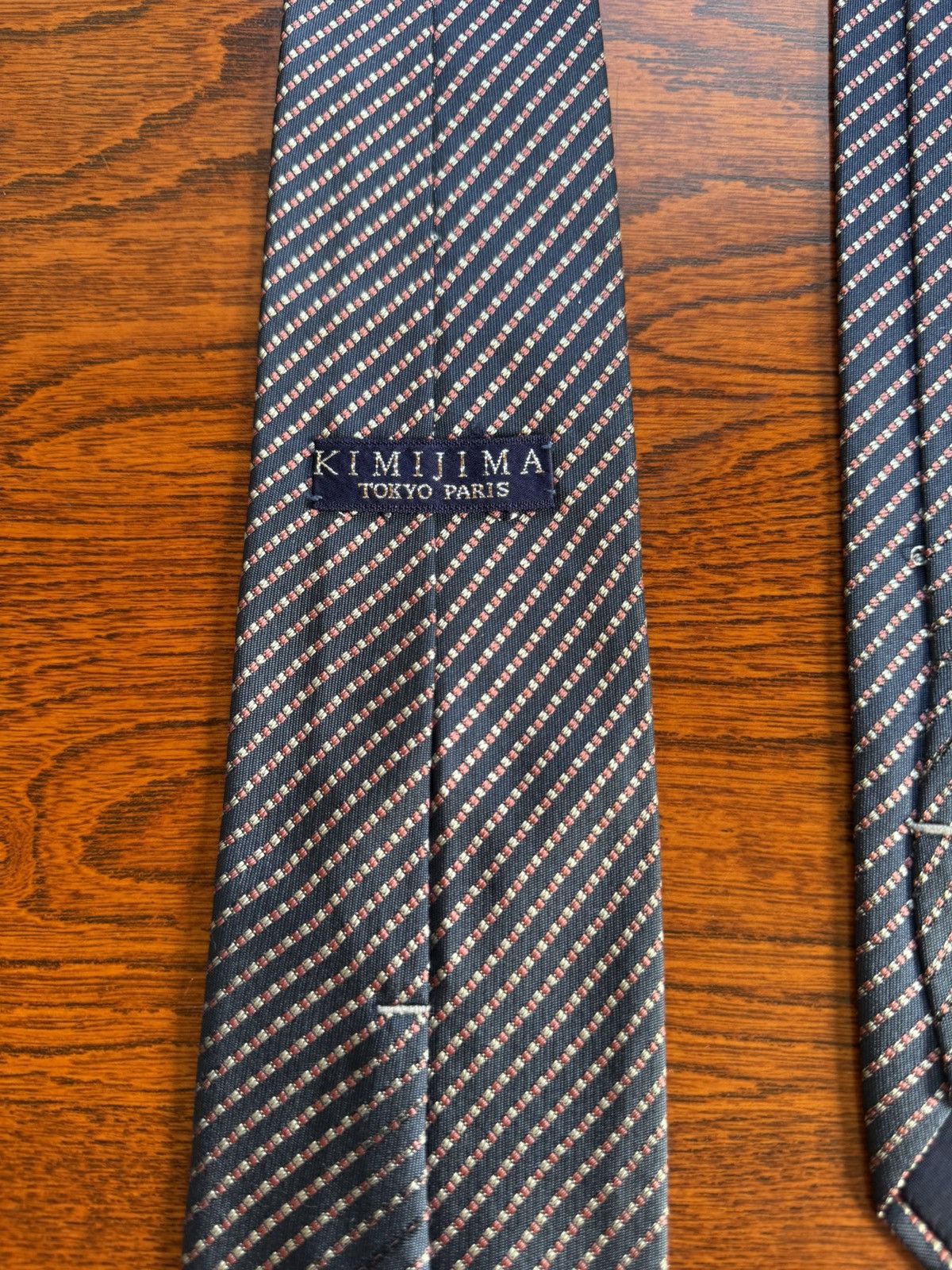 Other KIMIJIMA Tokyo Paris Silk Tie Navy Diagonal Stripe Size ONE SIZE - 4 Thumbnail