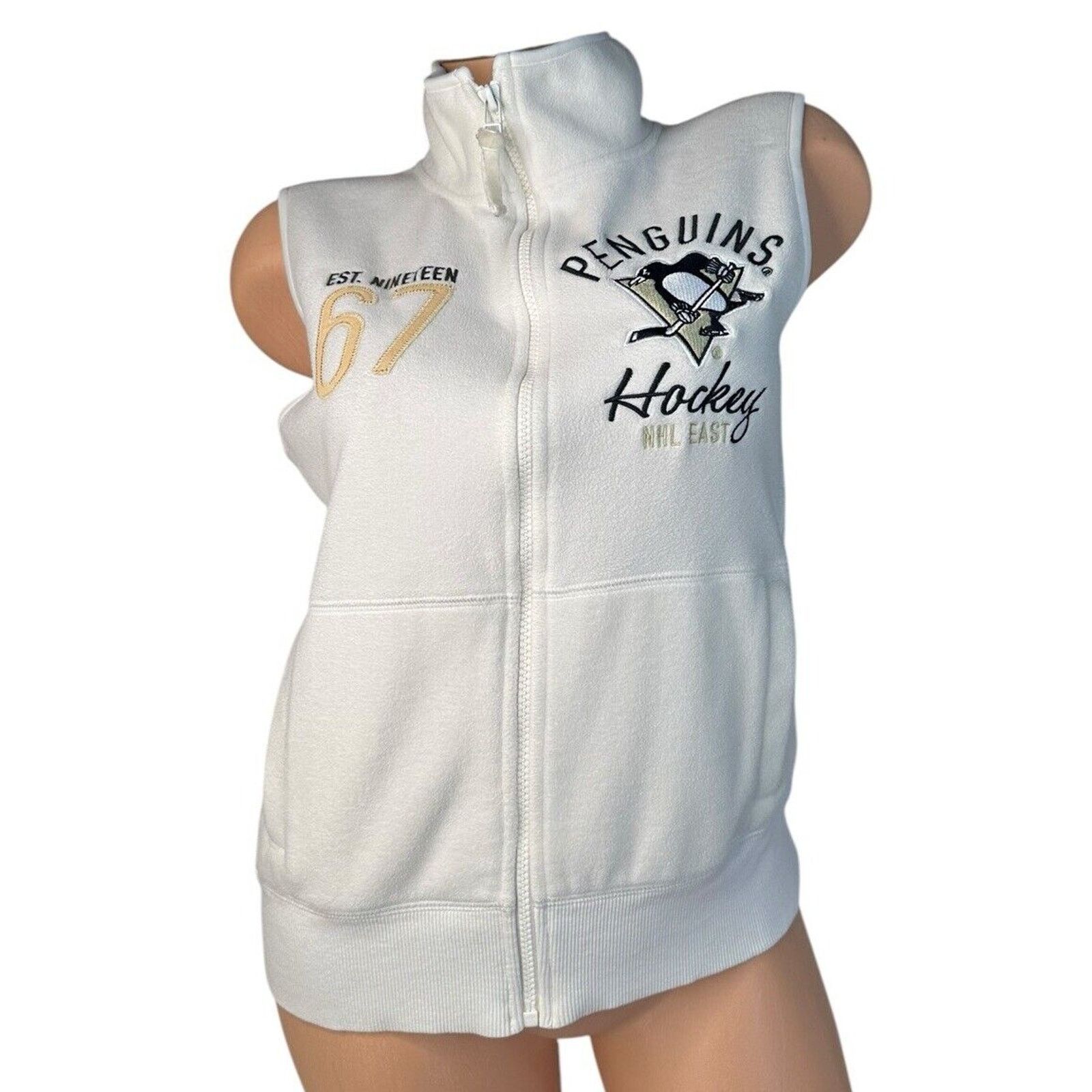 New Era Pittsburgh Penguins Womens White Zip Warm Fleece Vest Size M Size M / US 6-8 / IT 42-44 - 1 Thumbnail