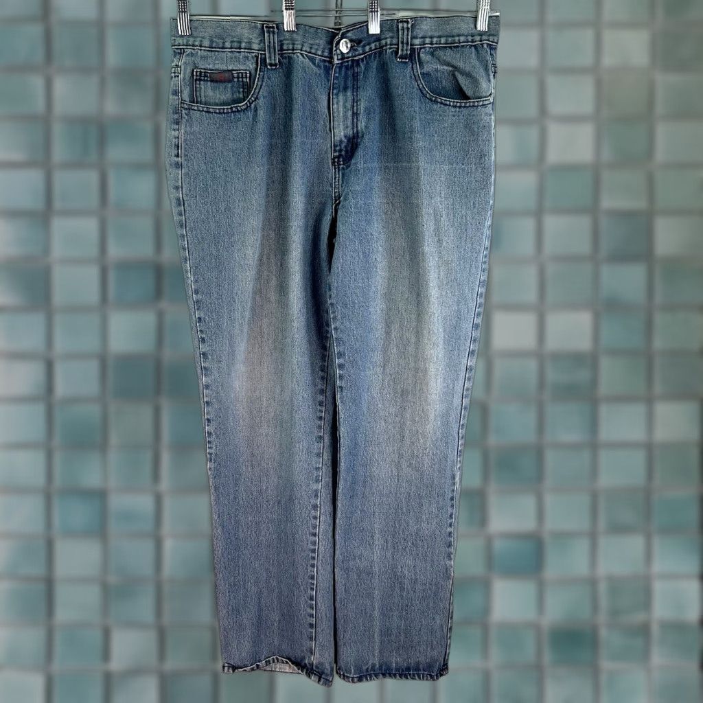 Denime VINTAGE Swiss Cross Men's Straight Fit Denim Jeans Size 40 Blue Cotton 34Inch Inseam 90s Art Theme Size US 40 / EU 56 - 1 Thumbnail