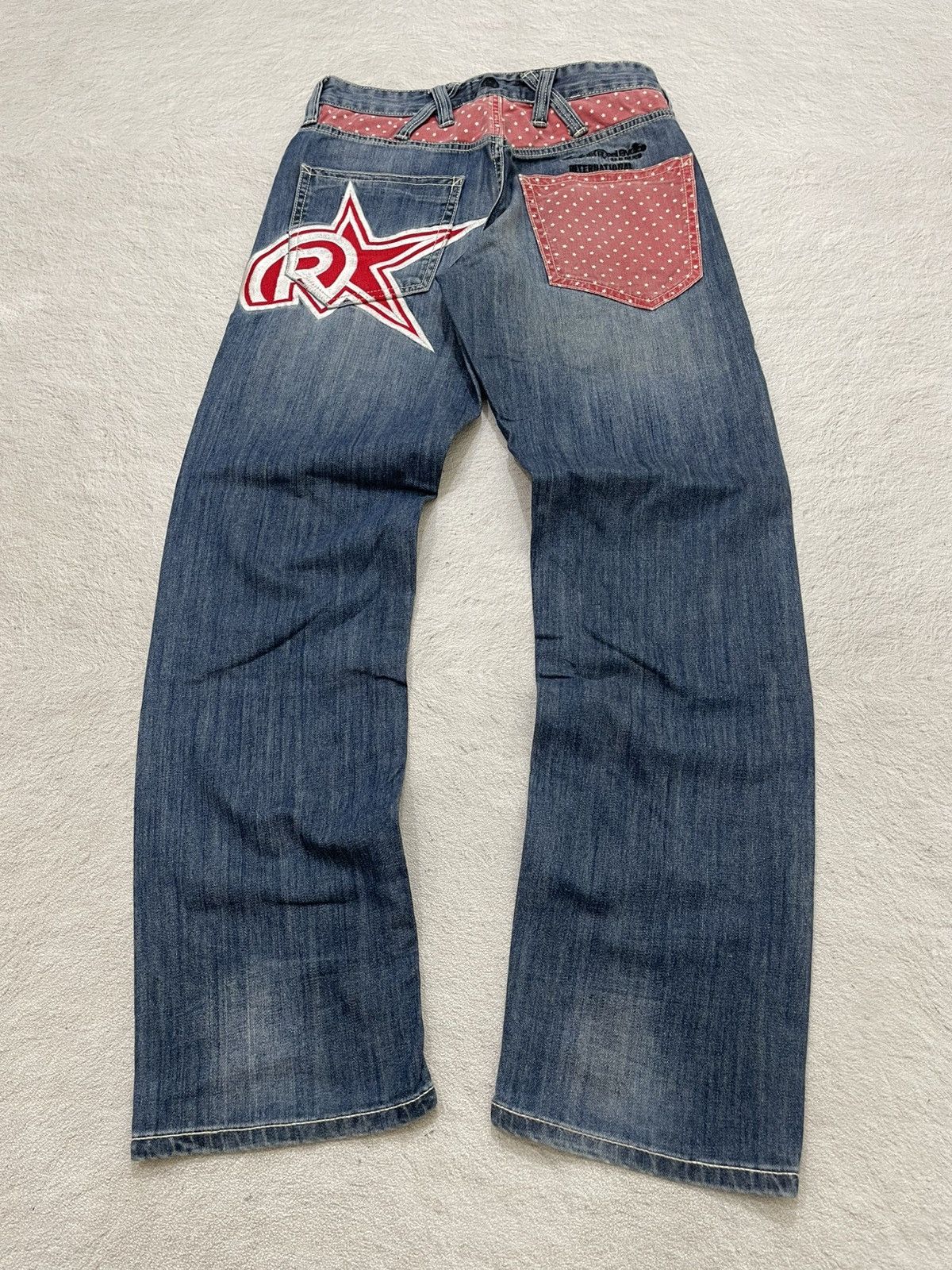 2000s USA Y2K Graphic Star Pocket Denim Jeans Baggy Fit