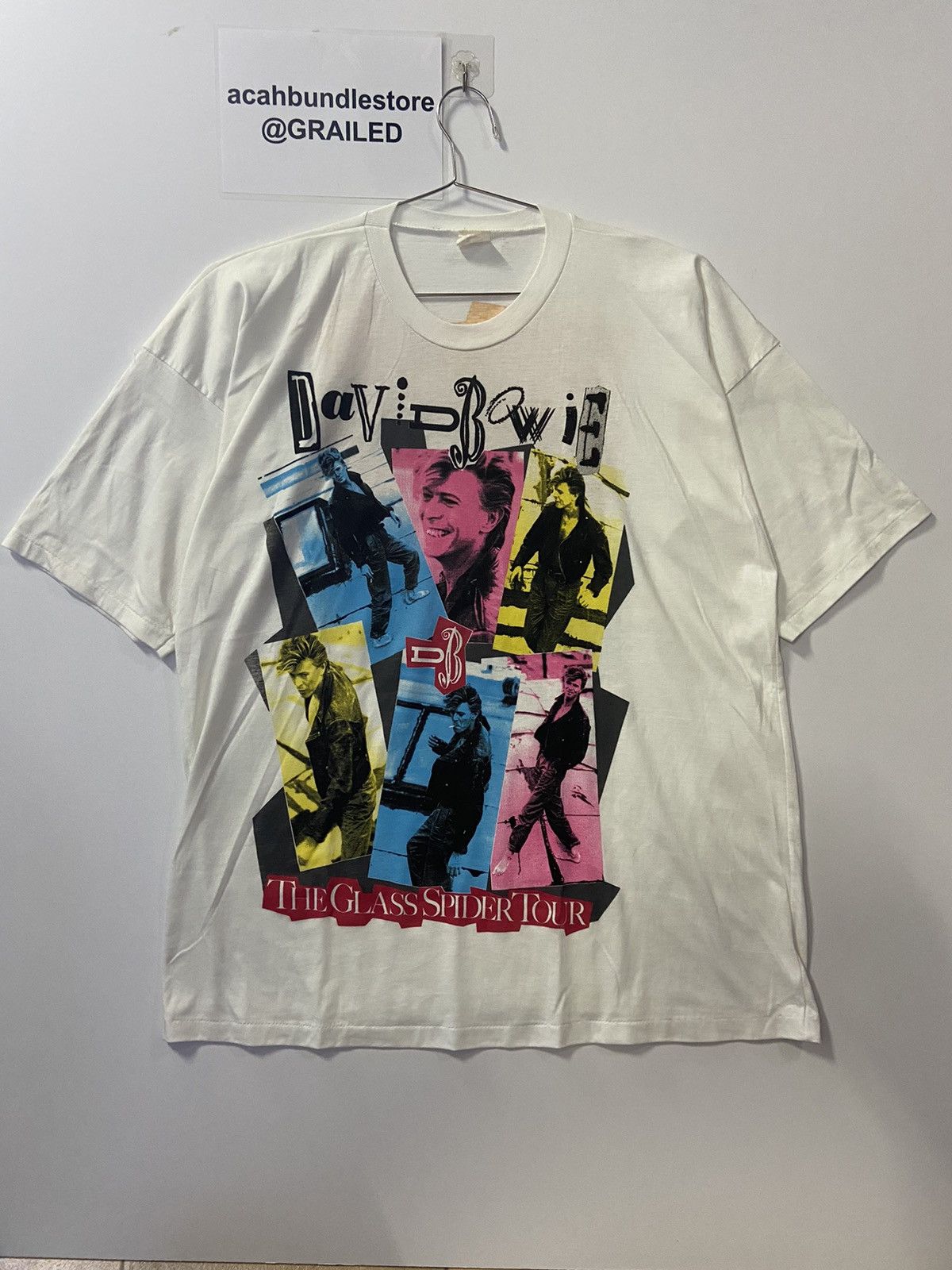 image of Band Tees x Tour Tee David Bowie The Glass Spider Tour America Vintage 1989 Tees in White (Size 2XL