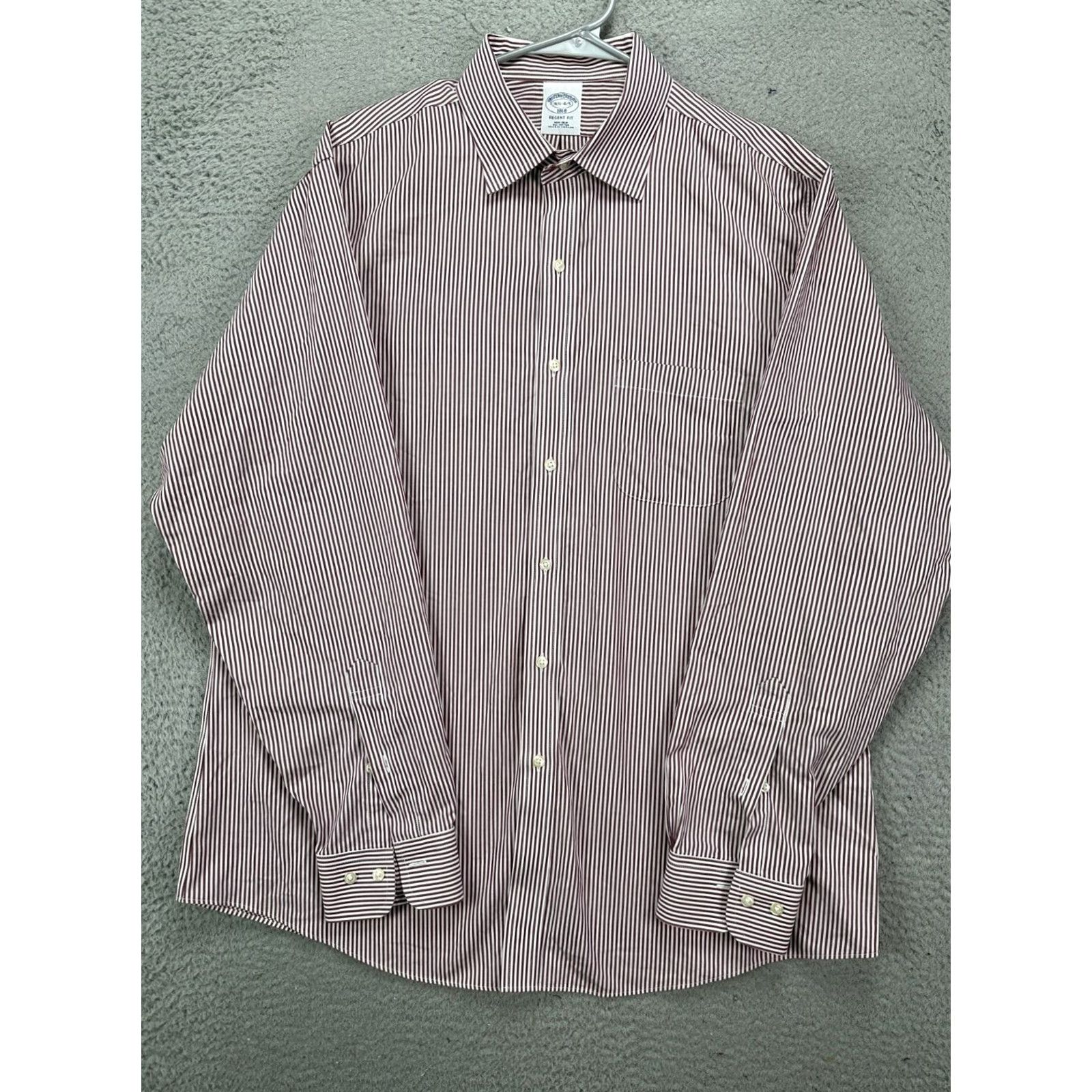 Brooks Brothers Brooks Brothers Shirt Mens 16.5 4-5 Regent Fit Button Up Red White Stripe Dress Shirt Slim Fit Regular Size Type: Regular Gender: Mens Shirt Size 46R - 3 Thumbnail
