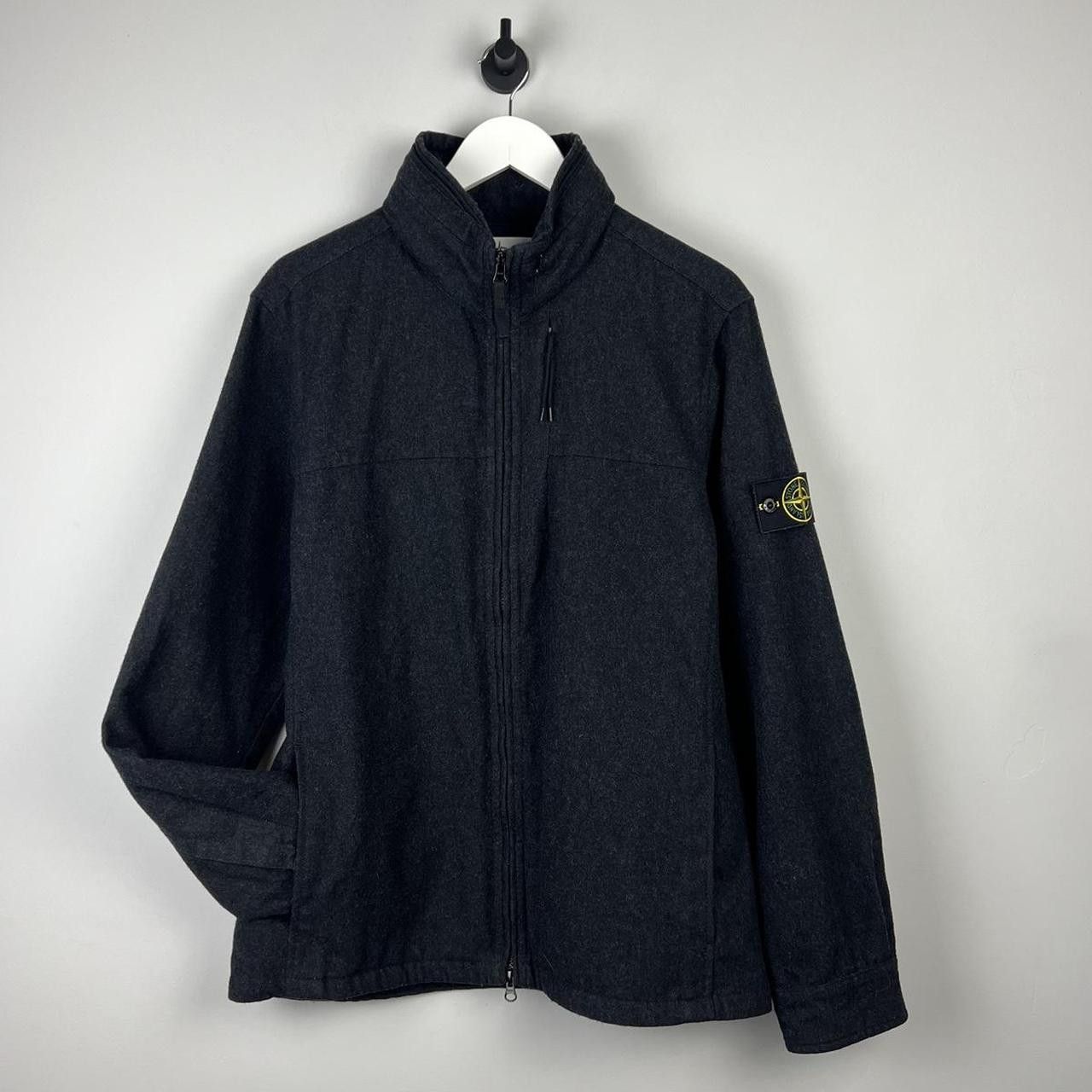 image of Stone Island Wool Jacket in Charcoal, Men's (Size Large)
