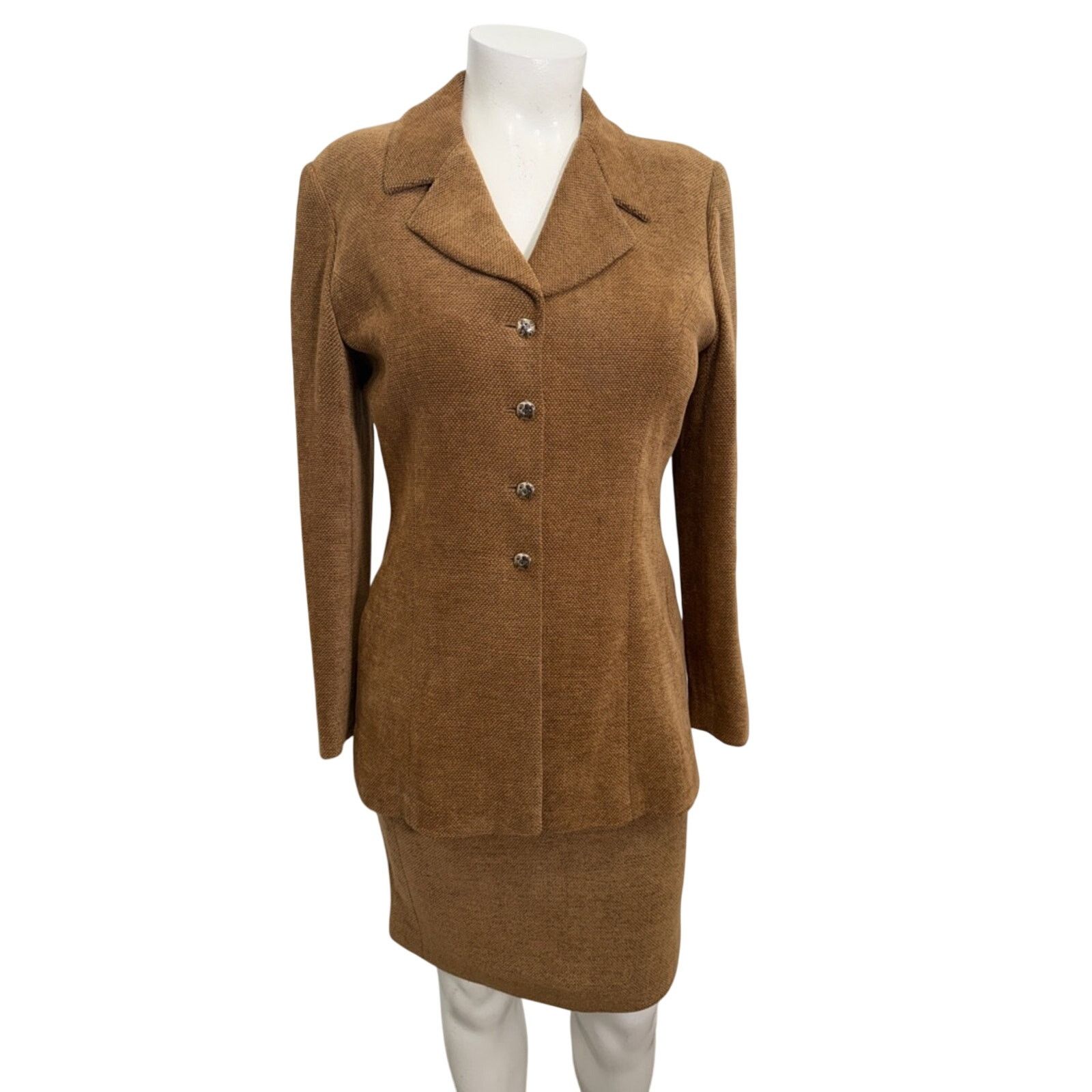 St. John Griffin Cray for St John Vintage Brown Skirt Jacket Suit 10 Size L / US 10 / IT 46 - 1 Thumbnail