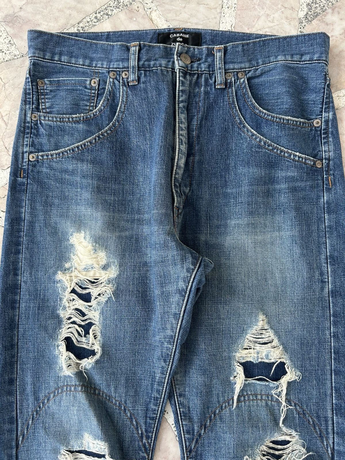 CABANE de ZUCCa Zucca Issey Miyake Japan Vintage Ripped Jeans Size US 32 / EU 48 - 3 Thumbnail