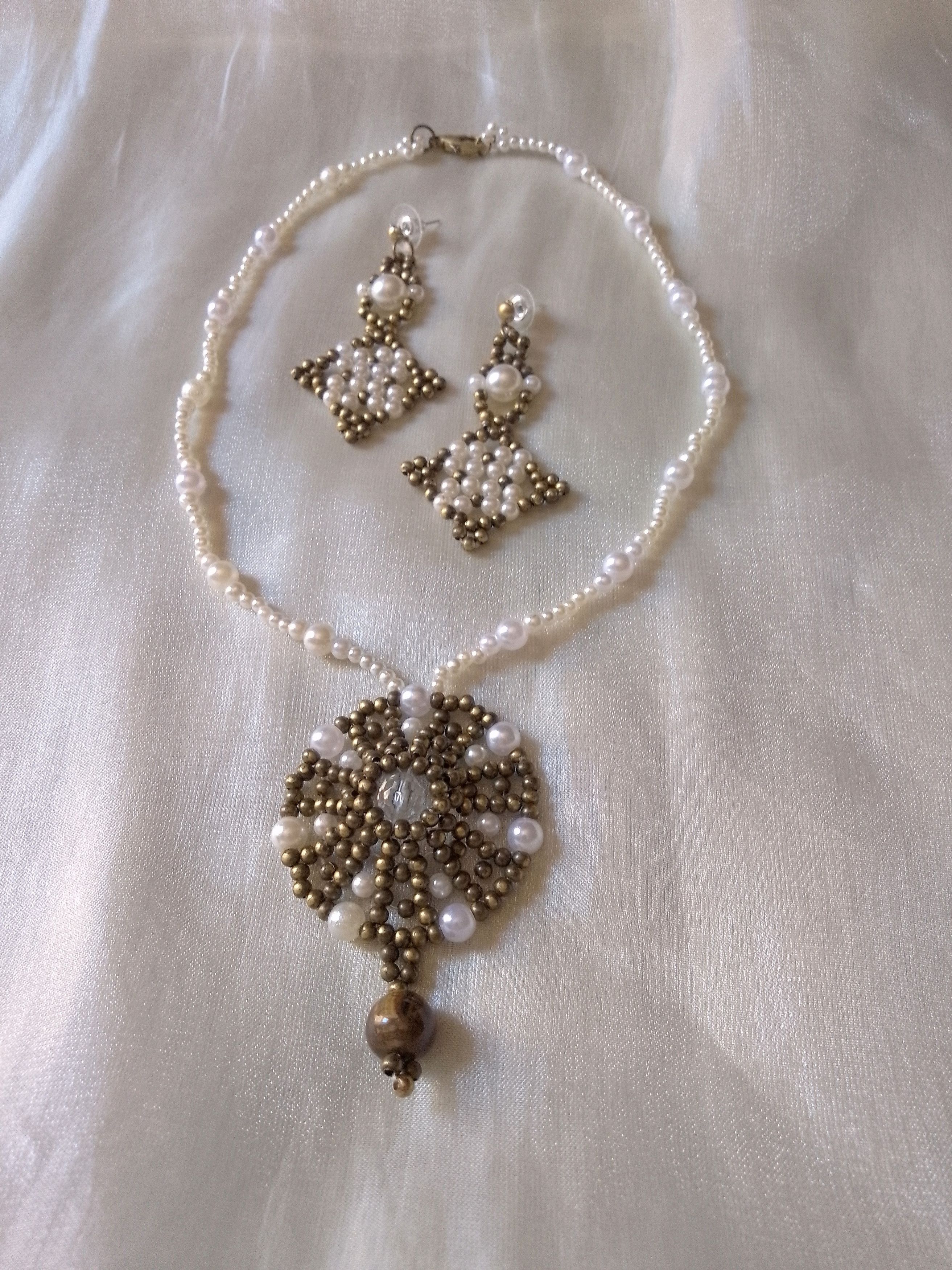 Handmade Necklace Vintage Pendant Earrings Antique Materials Recycled Size ONE SIZE - 1 Thumbnail