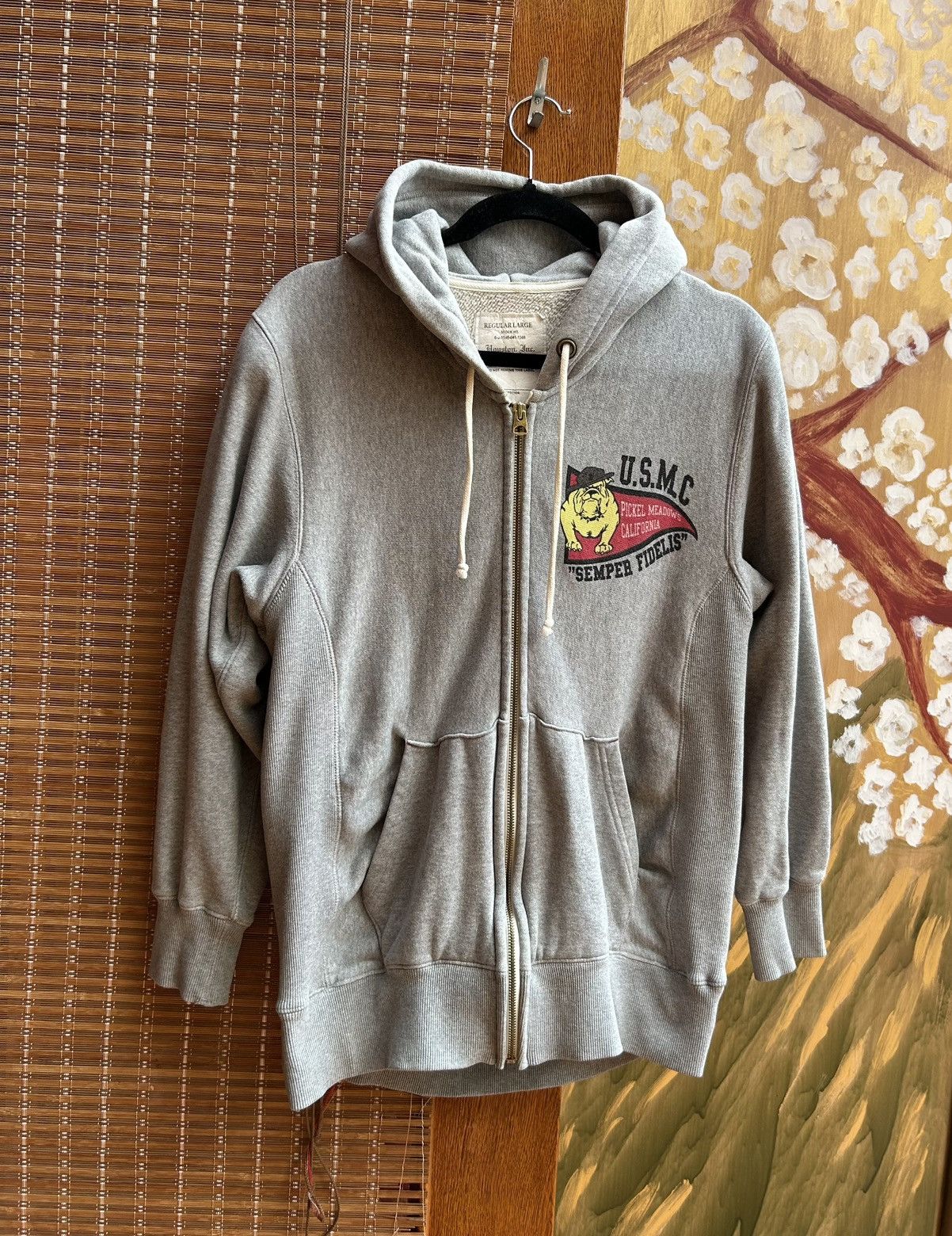 Japanese Brand USMC Zip Hoodie by Houston Inc Large Gray Reverse Weave Size US L / EU 52-54 / 3 - 1 Thumbnail