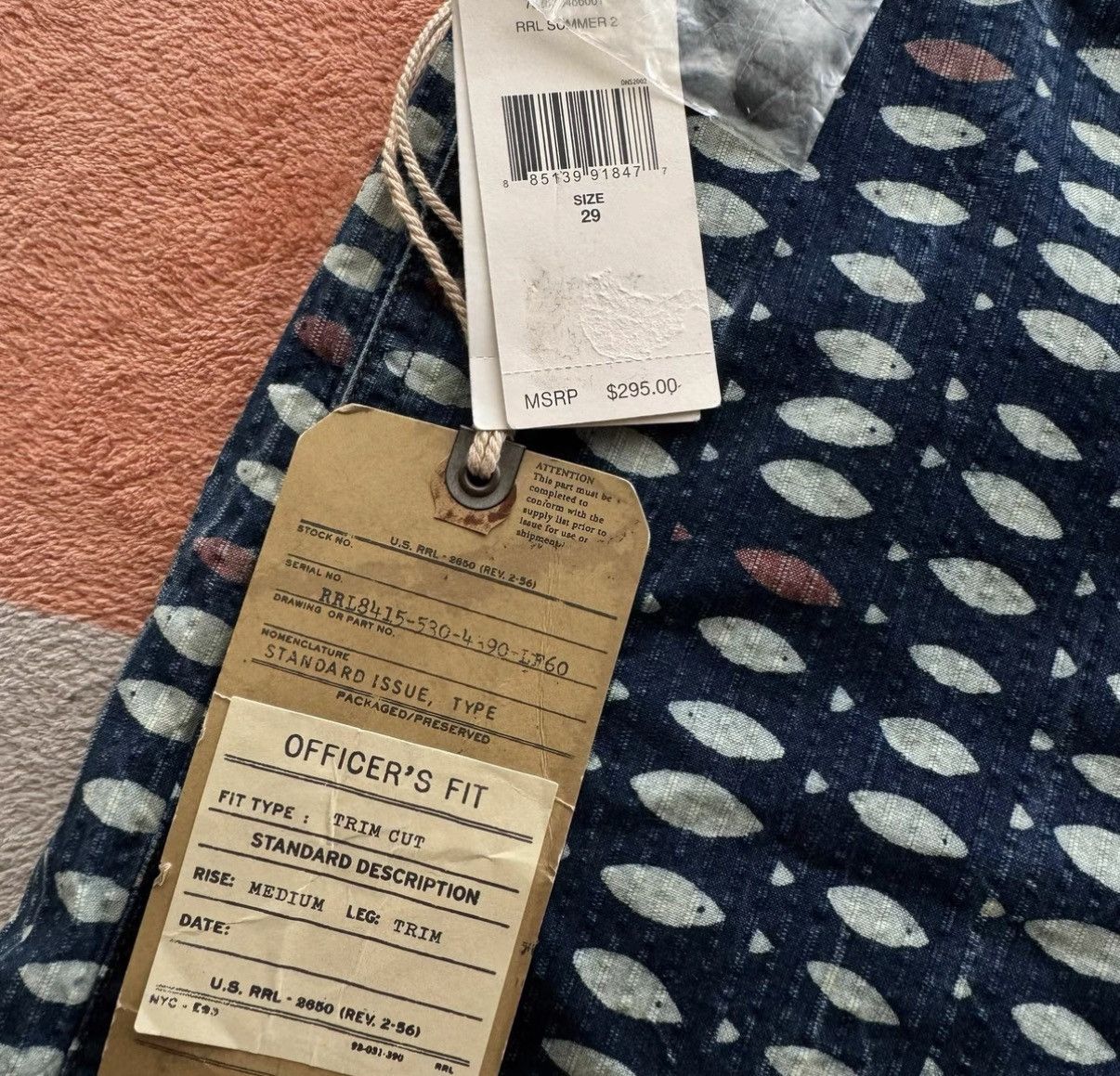 RRL Ralph Lauren RRL Ralph Lauren Double RL Indigo Dyed Fish Print Shorts K22 Size US 29 - 2 Thumbnail