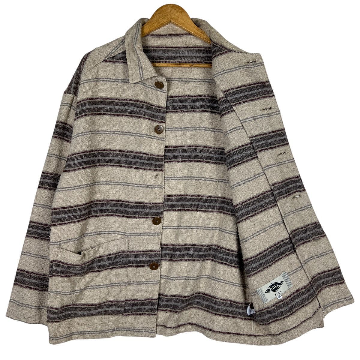 Japanese Brand 🔥 VINTAGE BALL BASIC STRIPE WORK JACKET MADE IN JAPAN Size US M / EU 48-50 / 2 - 7 Thumbnail