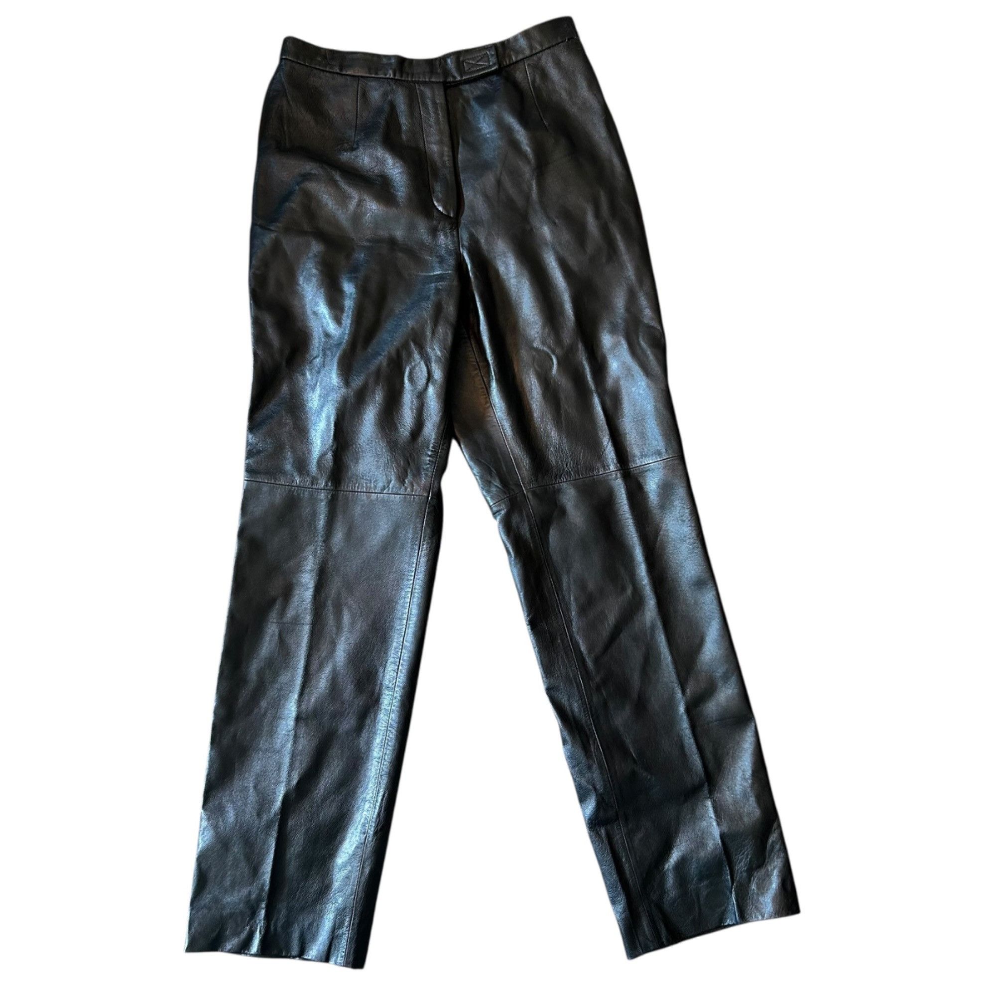Vintage Vintage Jacqueline Ferrar Leather Straight Leg High Rise Edg Size 34" / US 12 / IT 48 - 5 Thumbnail