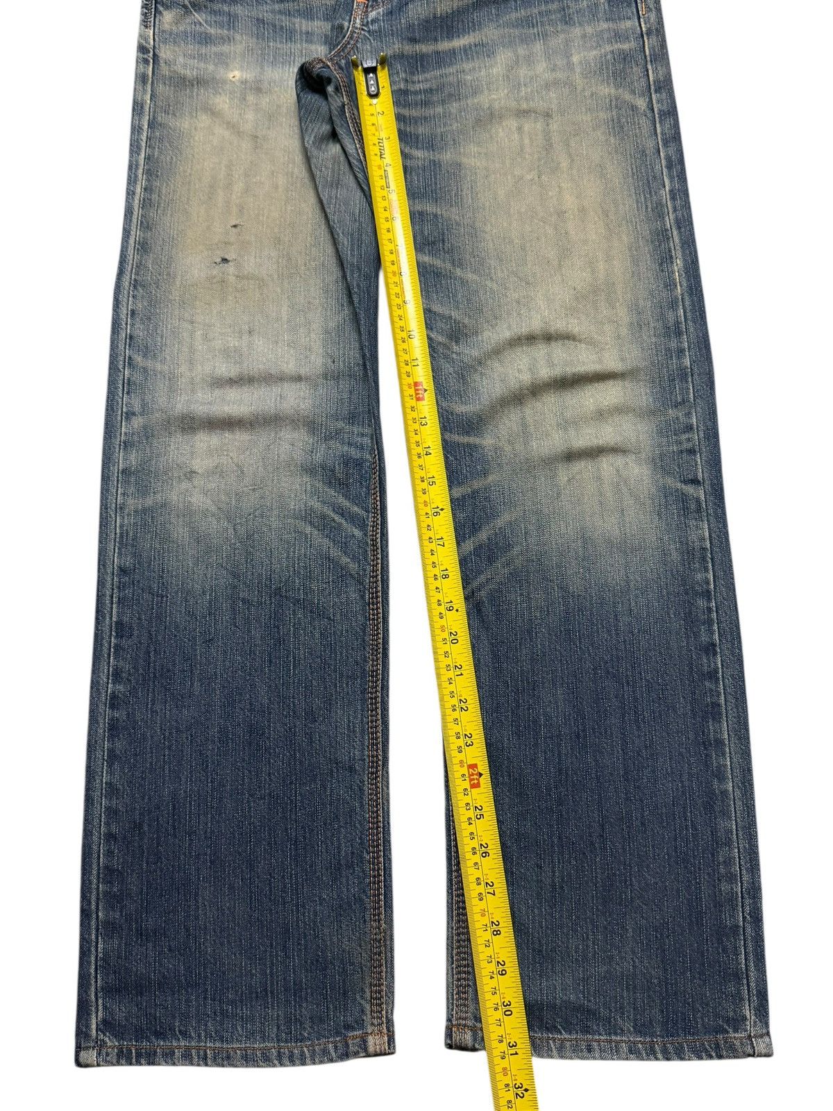 Edwin Vintage 90s Edwin XV Blue Faded Wash Whiskers Straight Loose Size US 34 / EU 50 - 11 Thumbnail