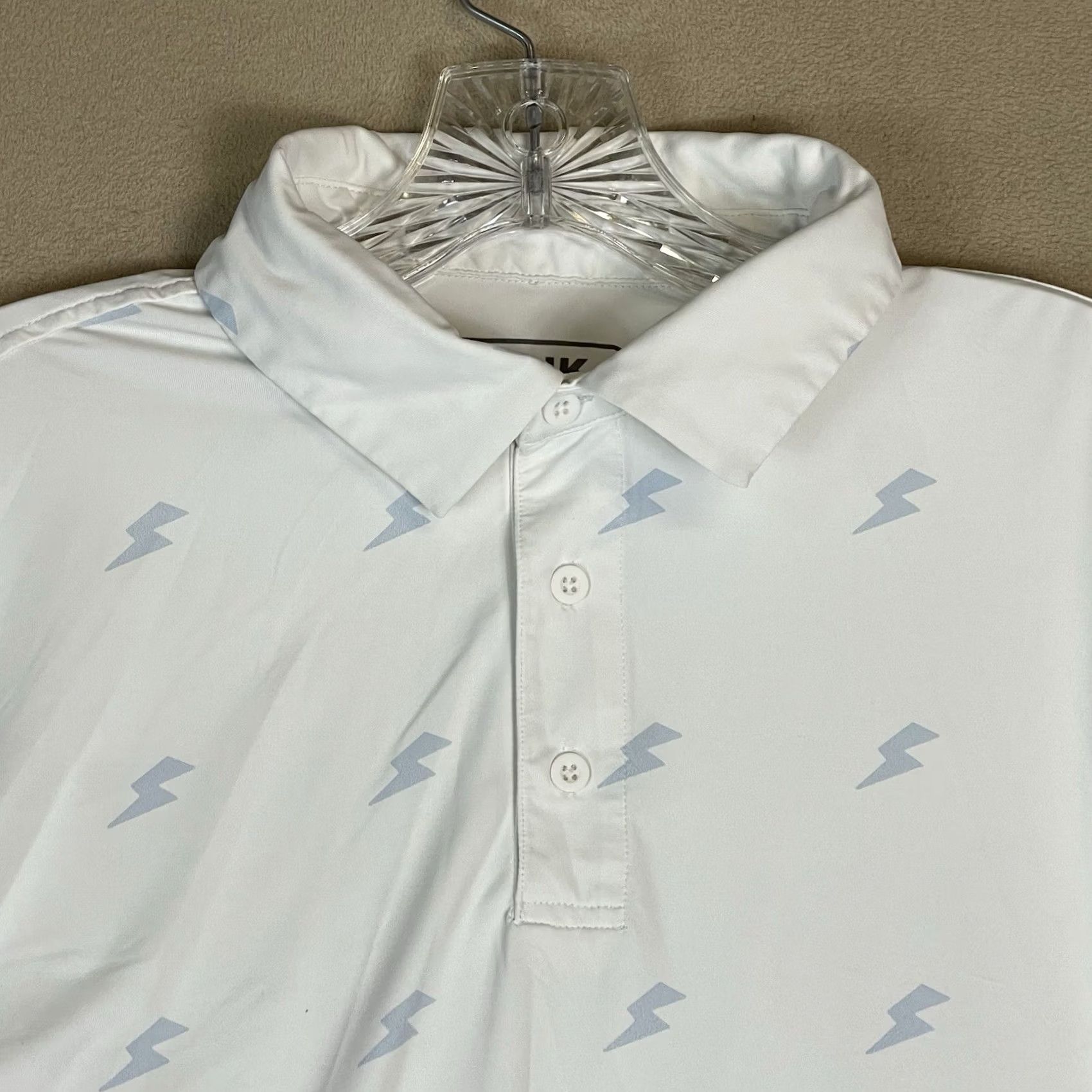 Vintage Sosik Polo Shirt Mens M White Tunder Print Dolf Performance Short Sleeve Stretch Shirt Size US M / EU 48-50 / 2 - 2 Thumbnail