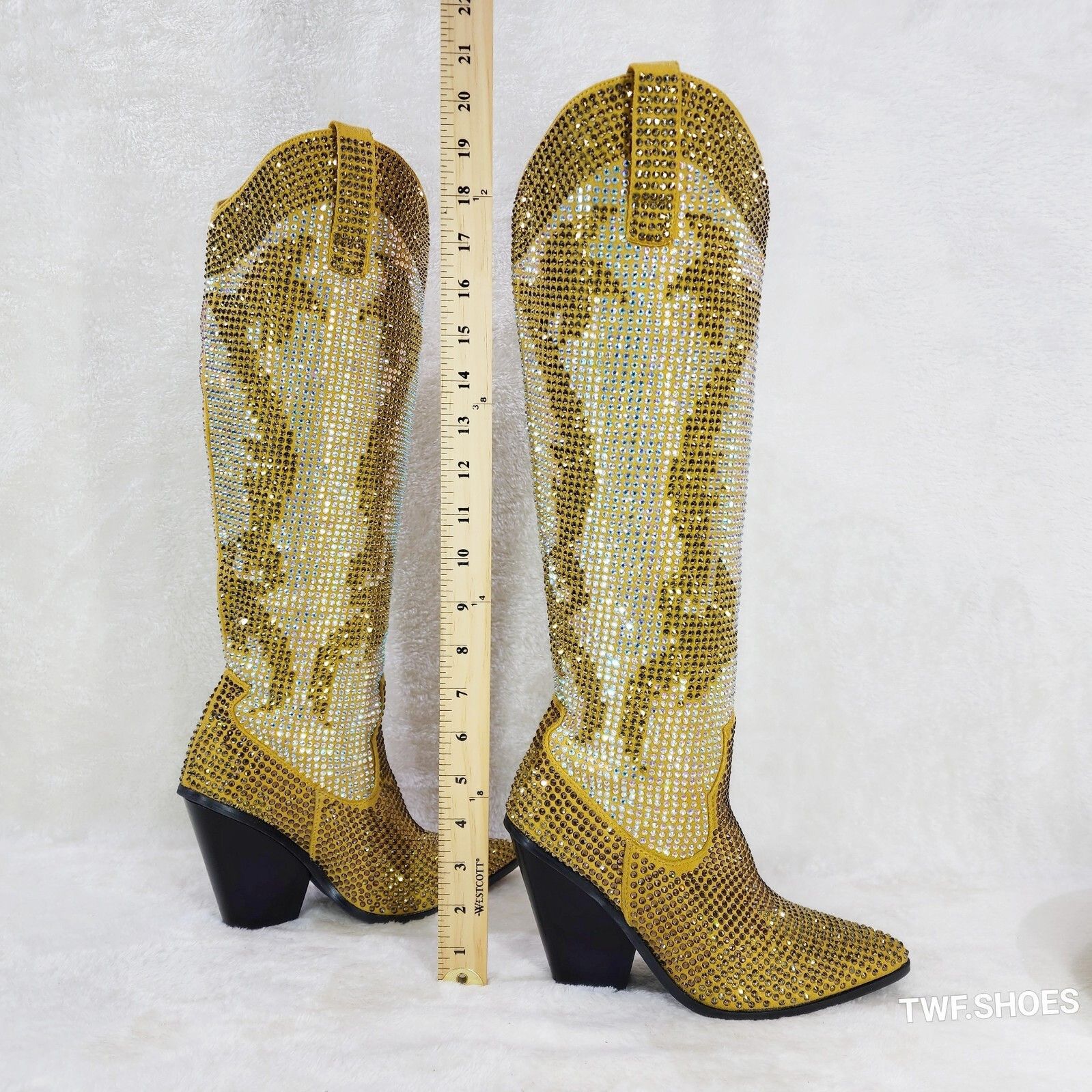 Other Gold Dust Cowgirl Country Western Glamour Rhinestones Boots Size US 6 / IT 36 - 5 Thumbnail