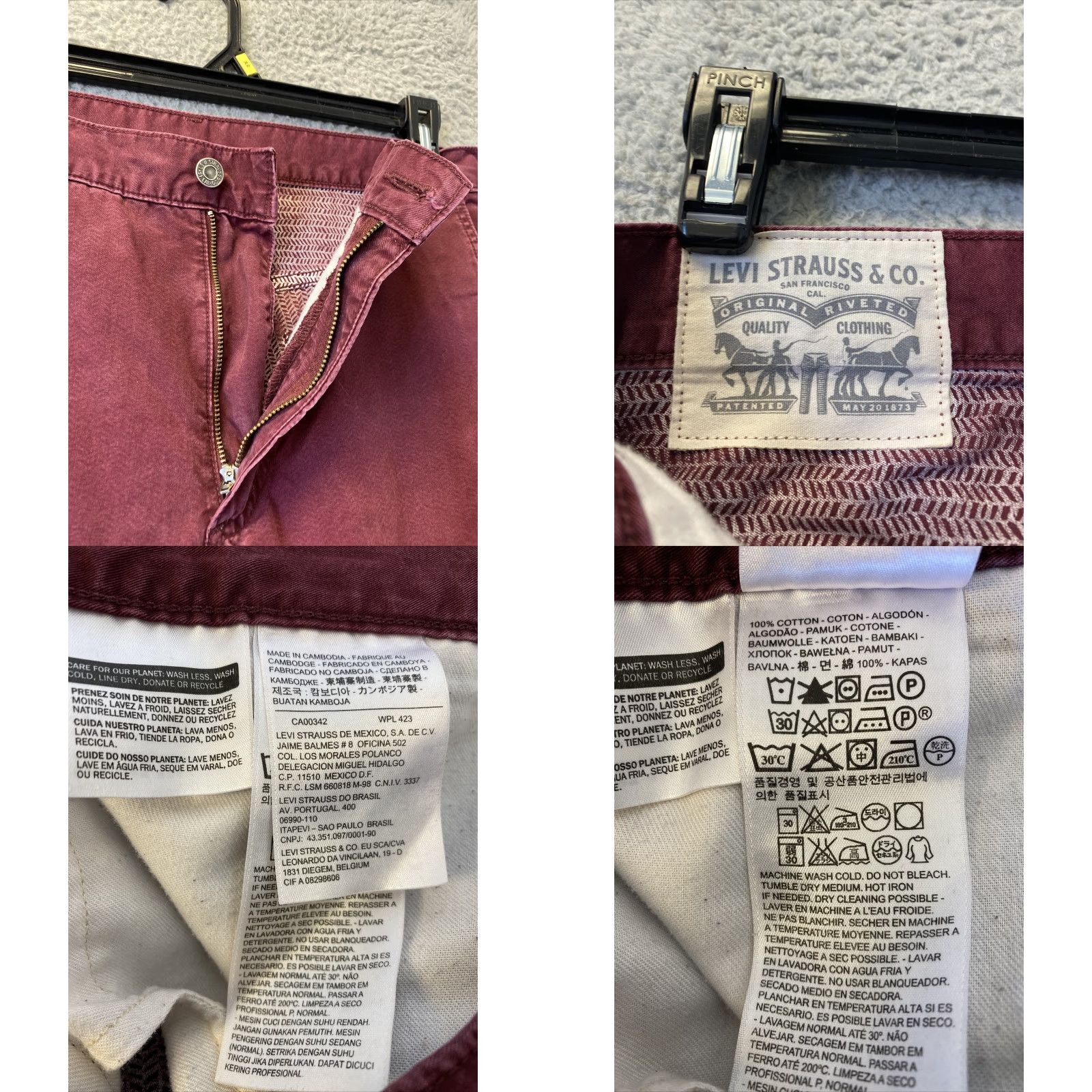 Levi's LEVI'S Chino Pants Mens Size 32x32 Red Cotton Slim Fit Straight Leg Size US 32 / EU 48 - 8 Thumbnail