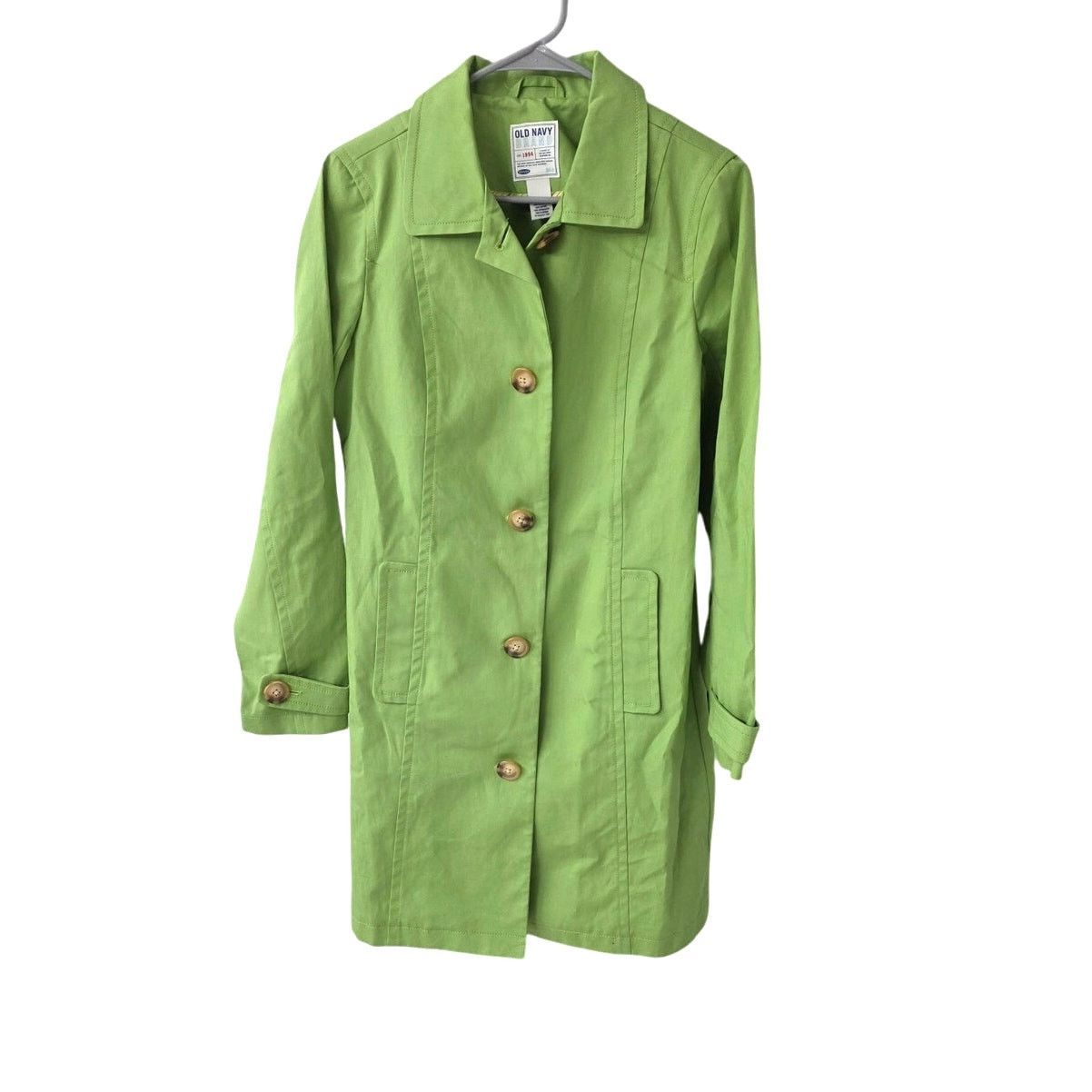Old Navy Old Navy Lime Green Belted Button Up Trench Coat - Medium Size M / US 6-8 / IT 42-44 - 1 Thumbnail