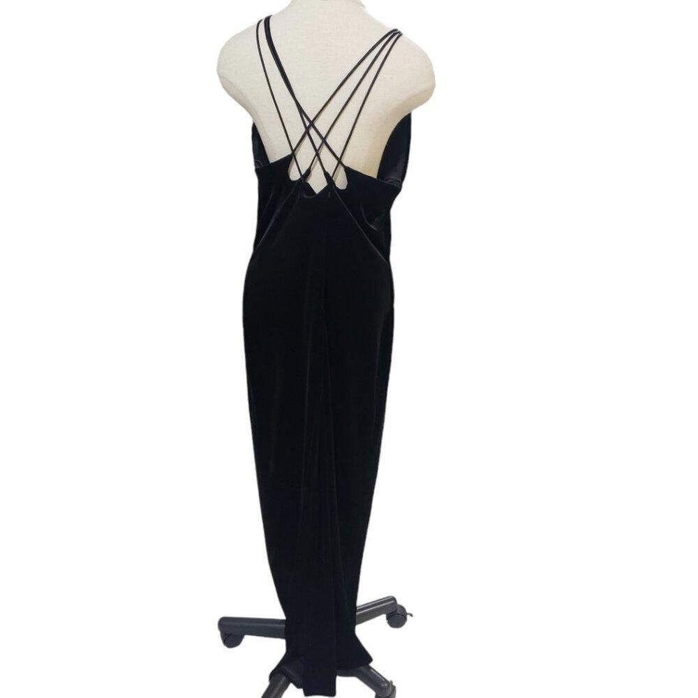 Designer CT1781 Onyx Nite Velour Gown with Crystal Collar 18 Size XXL / US 16-18 / IT 52-54 - 4 Thumbnail