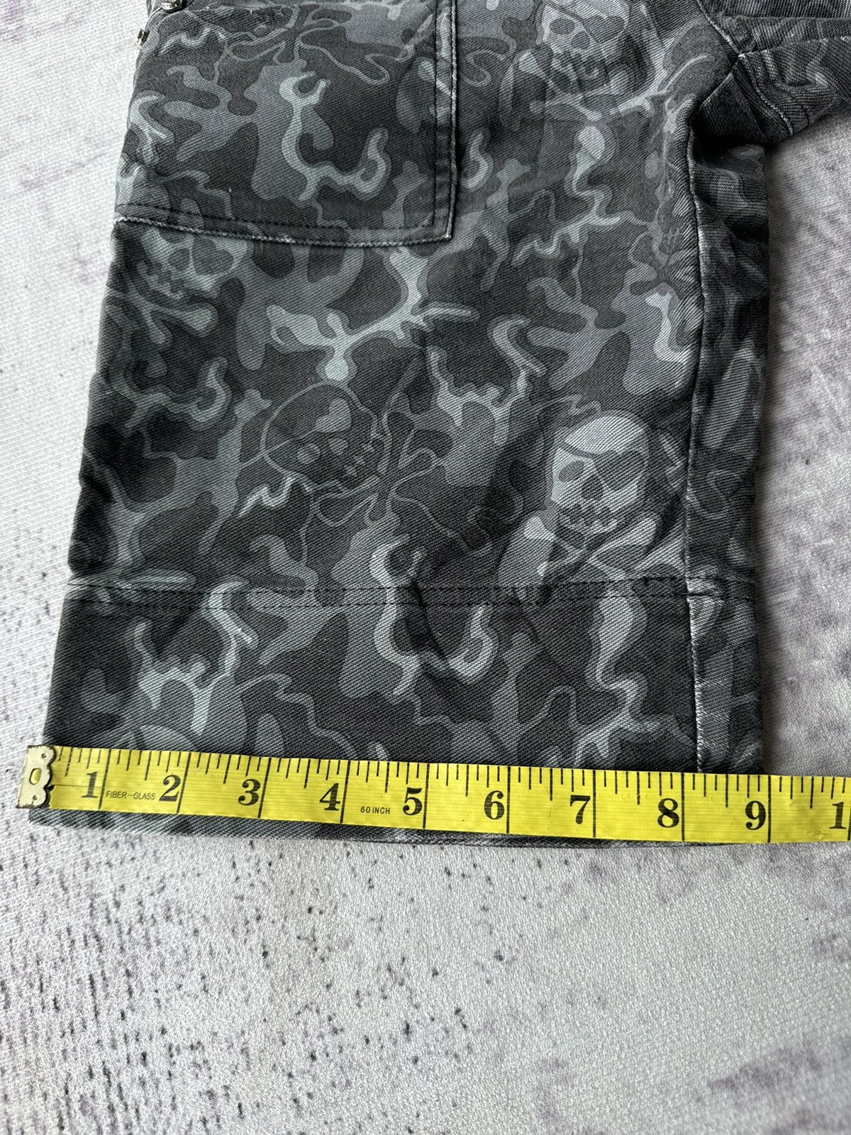 Japanese Brand × Vintage Dance With Dragon Studded Skull Punk Poem Short Denim Size US 30 / EU 46 - 14 Thumbnail