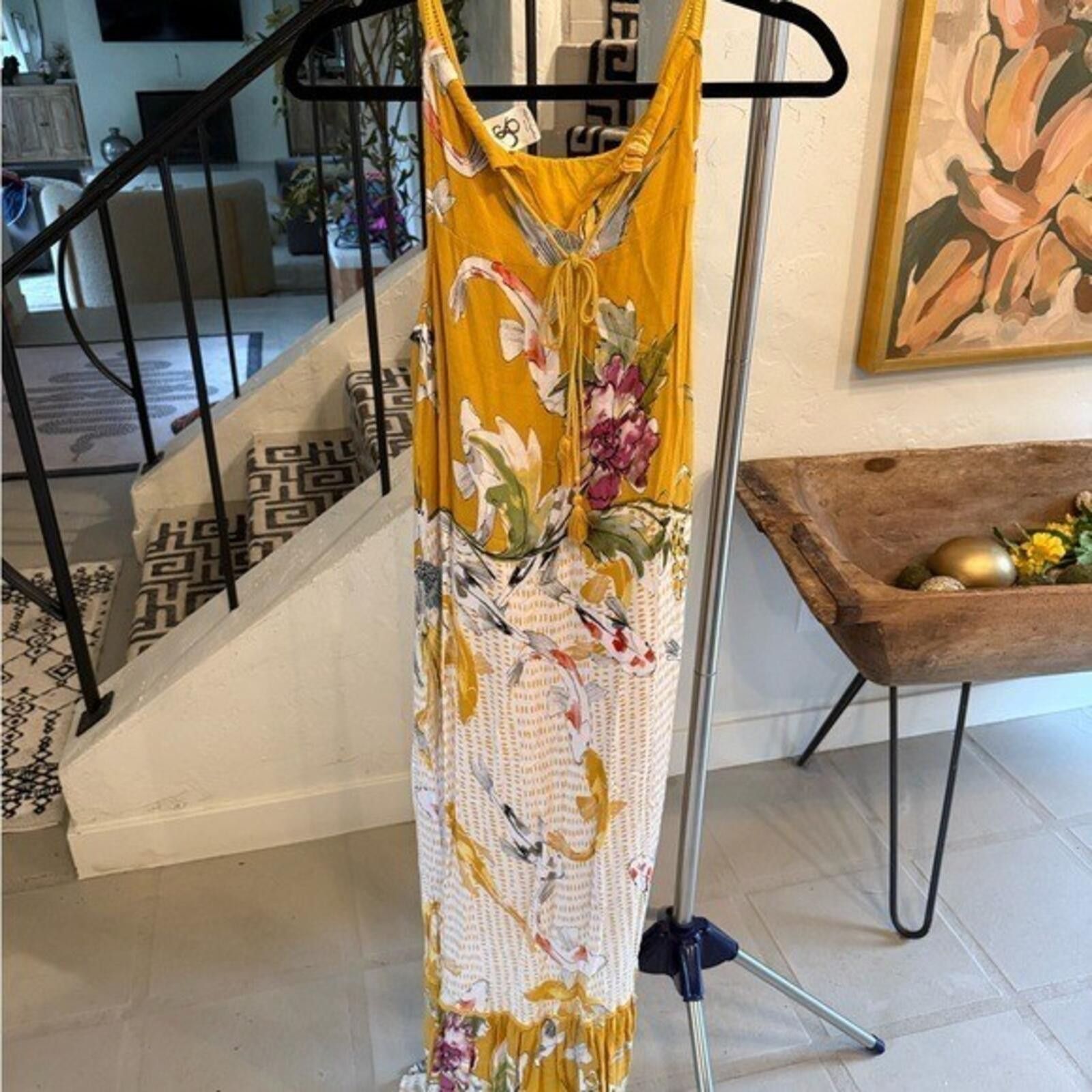 Anthropologie One September Anthro Koi Fish Embroidered Maxi Dress XS Size XS / US 0-2 / IT 36-38 - 6 Thumbnail