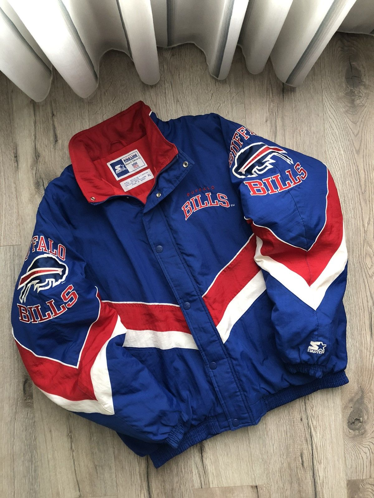 image of Vintage Starter Buffalo Bills Nfl 90’S Jacket in Blue/Red, Men's (Size XL)