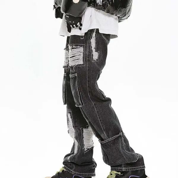 VIBE Black Distressed Denim Jeans Size US 32 / EU 48 - 2 Thumbnail