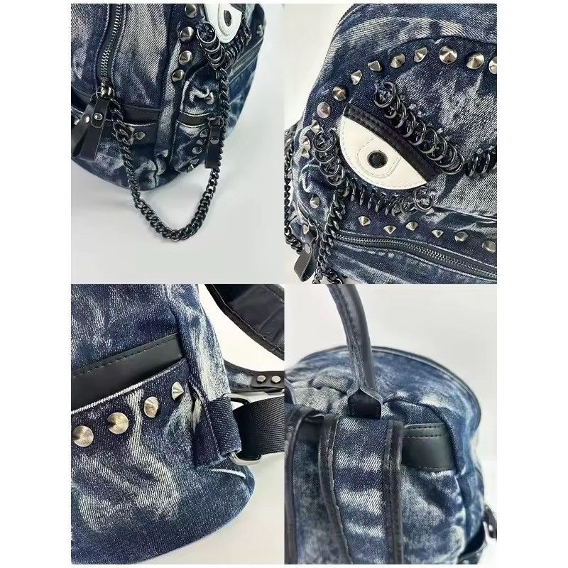 Other Punk Streetwear Rivet Capacity Canvas Eye Backpack Bag Size ONE SIZE - 9 Thumbnail