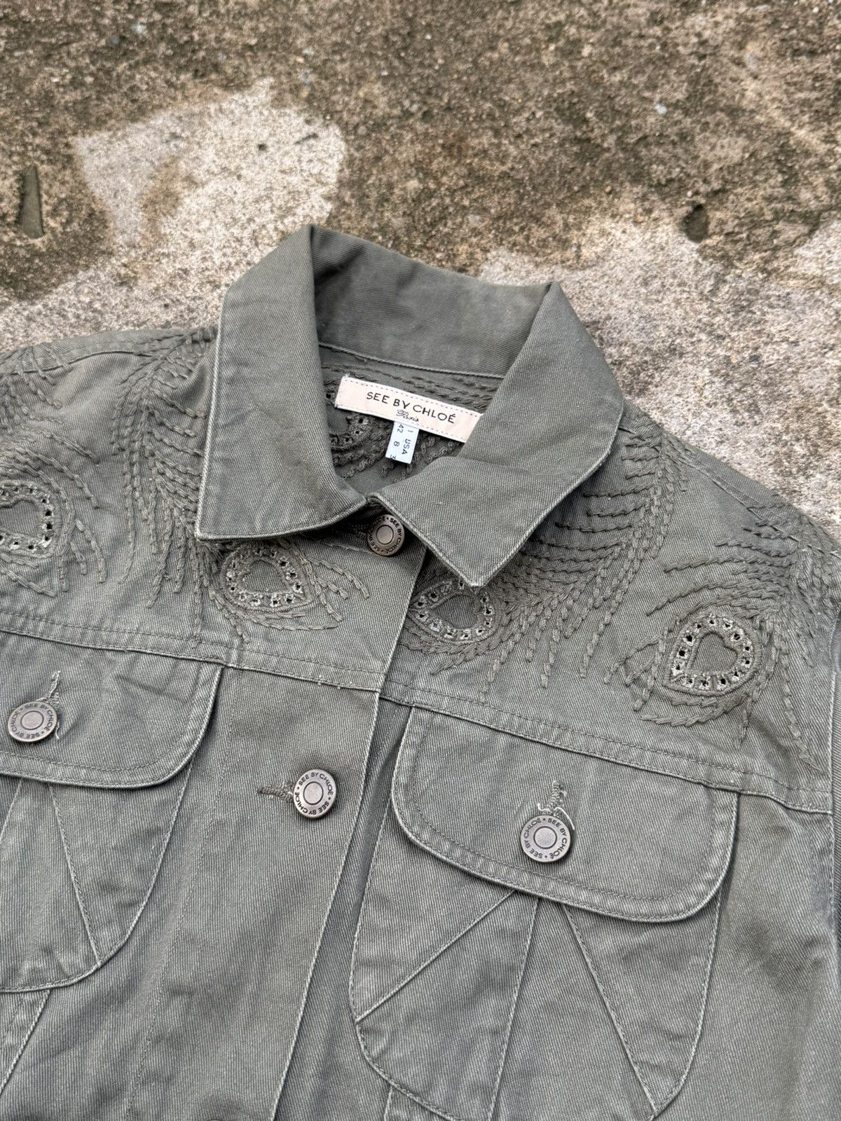 Chloe Chole Army Denim Jacket Size M / US 6-8 / IT 42-44 - 6 Thumbnail