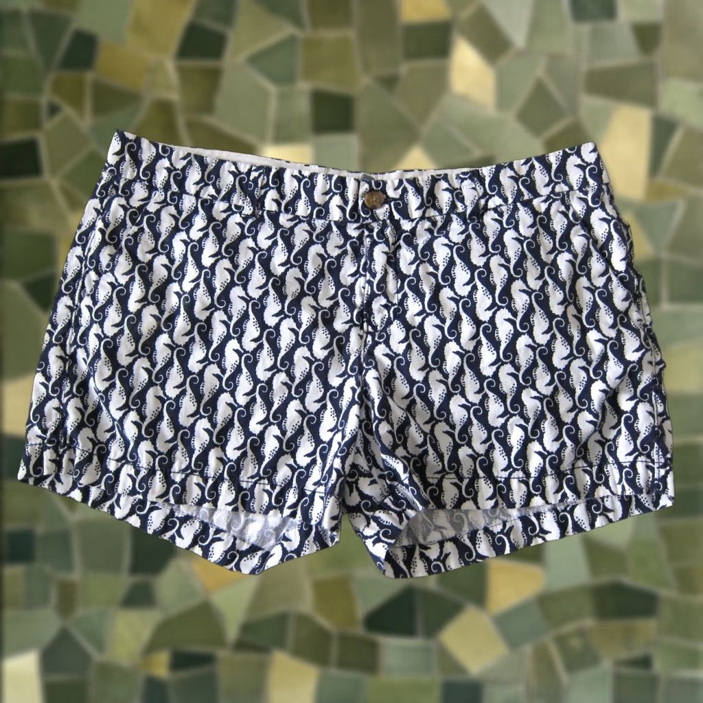 Old Navy Old Navy Women Short Chino Pocket Sea Horse Blue White 100% Cotton Size 12 Size 34" / US 12 / IT 48 - 1 Thumbnail