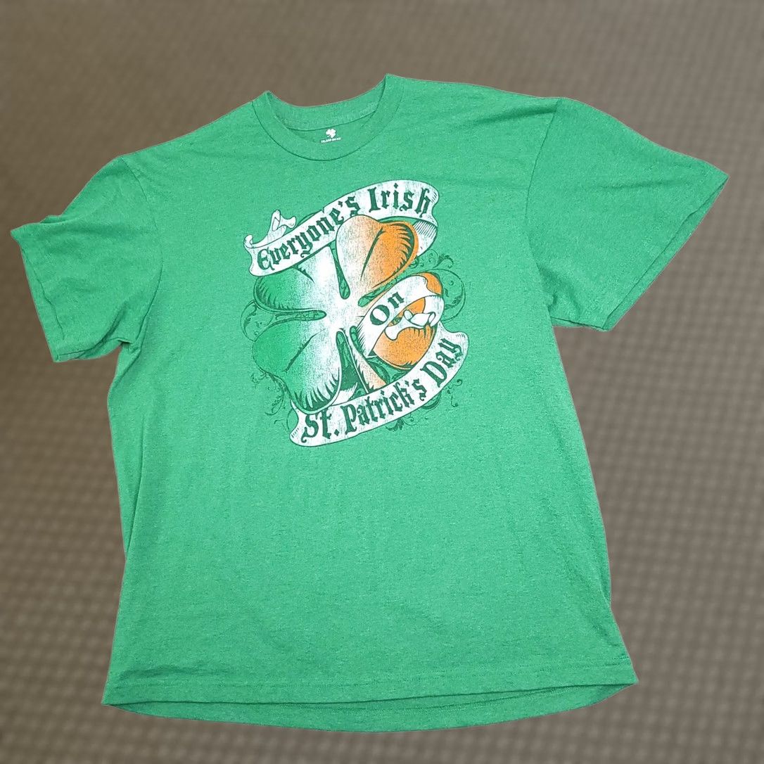 Vintage St Patrick's Day T Shirt Mens 2XL Crewneck Short Sleeve Everyone's Irish Green 2XL Mens 90s Logo Clover Size US XXL / EU 58 / 5 - 1 Thumbnail