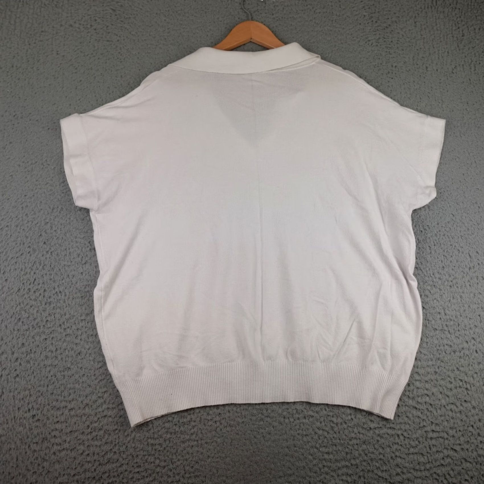 Vintage VIA MILANO Sweater Womens 1X White Short Sleeve Collared Pullover Preppy Rayon Size XL / US 12-14 / IT 48-50 - 2 Thumbnail