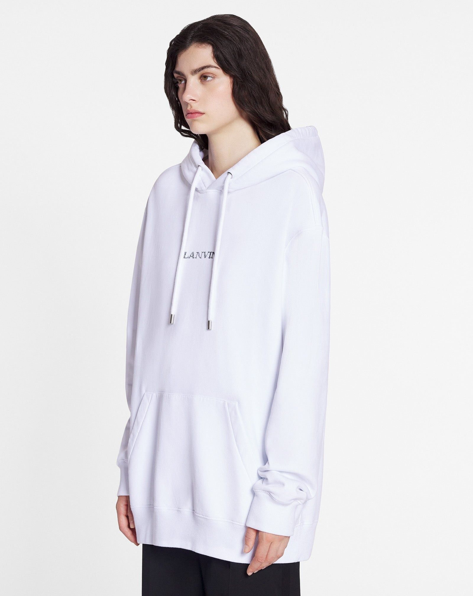 Lanvin o1mle0825 Unisex Loose-Fitting Logo Hoodie in White Size US XXL / EU 58 / 5 - 4 Thumbnail