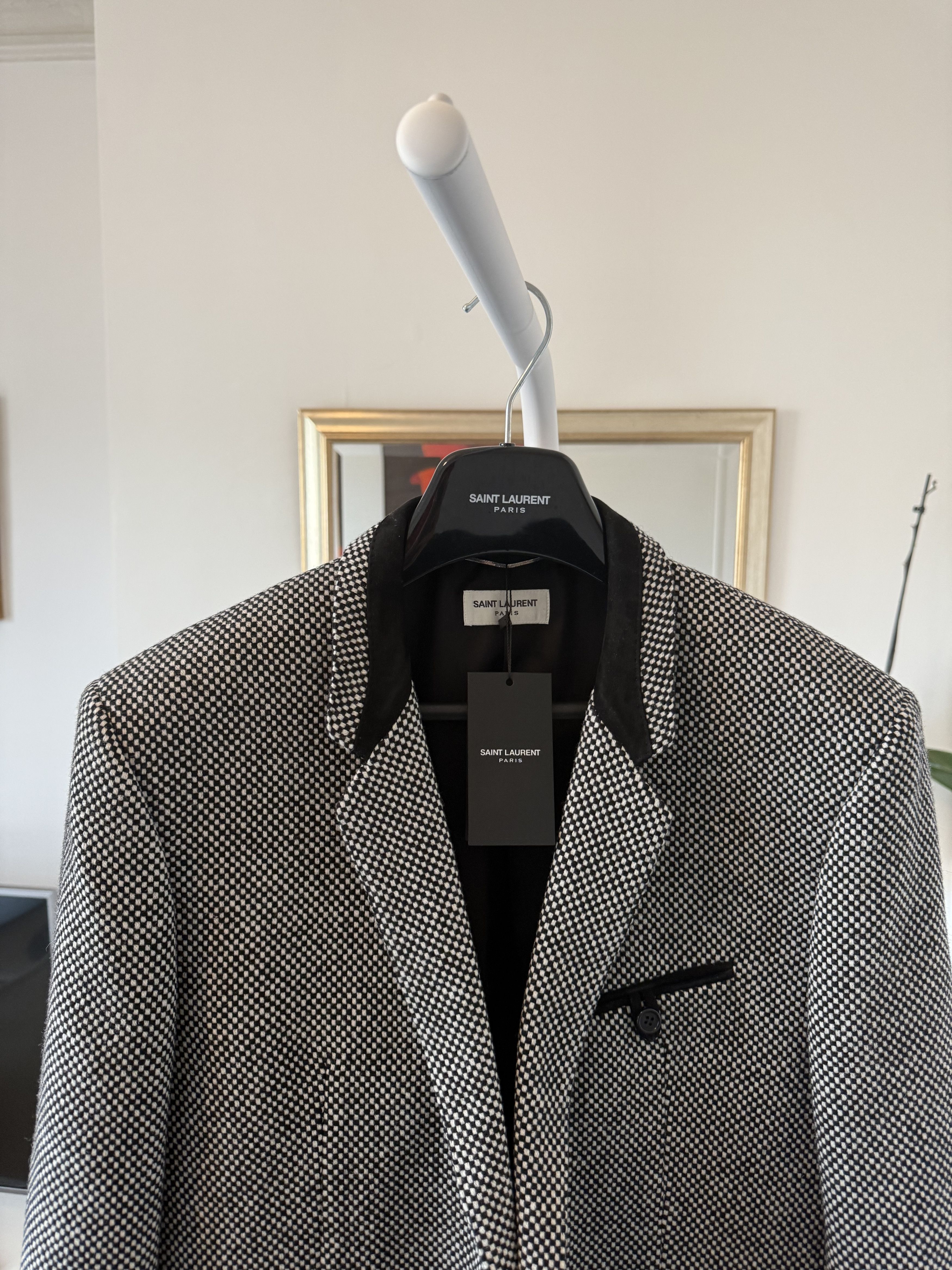 Saint Laurent Paris SS19 Saint Laurent Black and Off-White Tweed Allure Blazer Size 52R - 5 Thumbnail