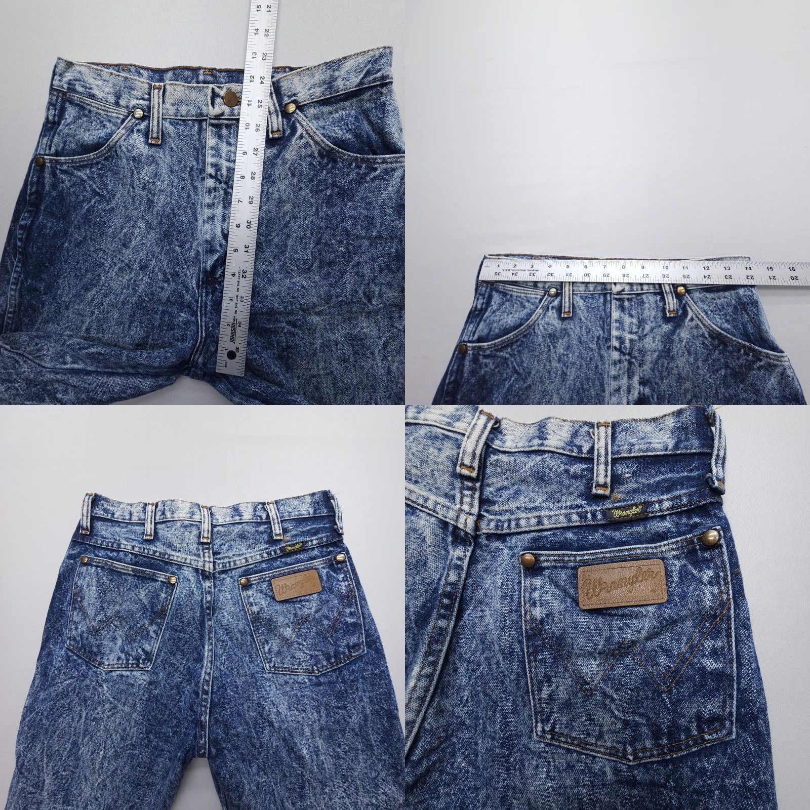 Wrangler VINTAGE Wrangler High Rise Jeans Womens 13 (28x29") Acid Wash Blue Straight 80s 90s Cowgirl Size 34" / US 12 / IT 48 - 8 Thumbnail