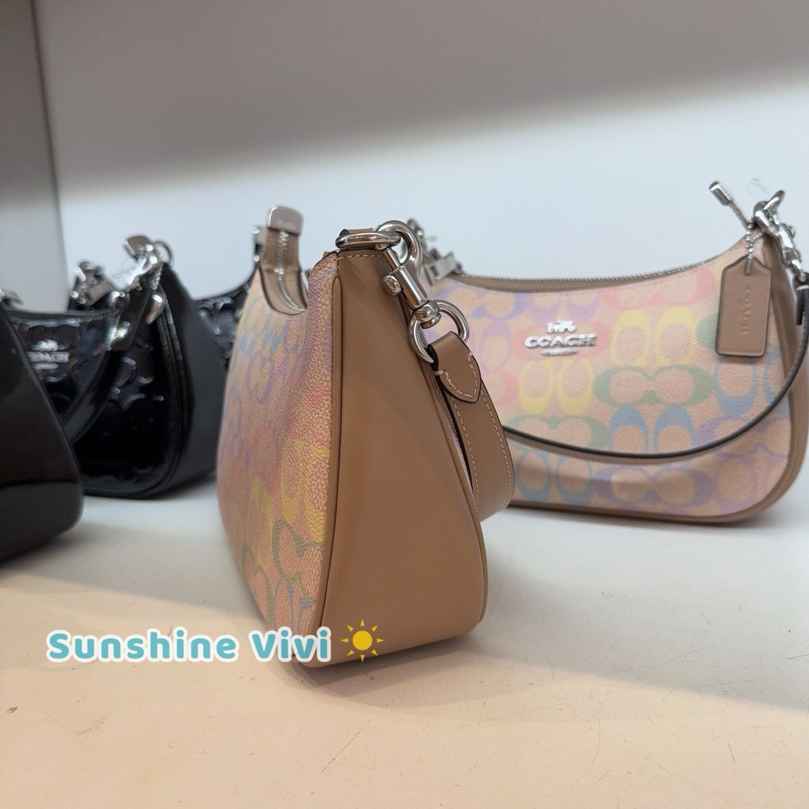 Coach NWT Coach Teri Shoulder Bag Rainbow Canvas CDA91 Sand Multi Size ONE SIZE - 4 Thumbnail