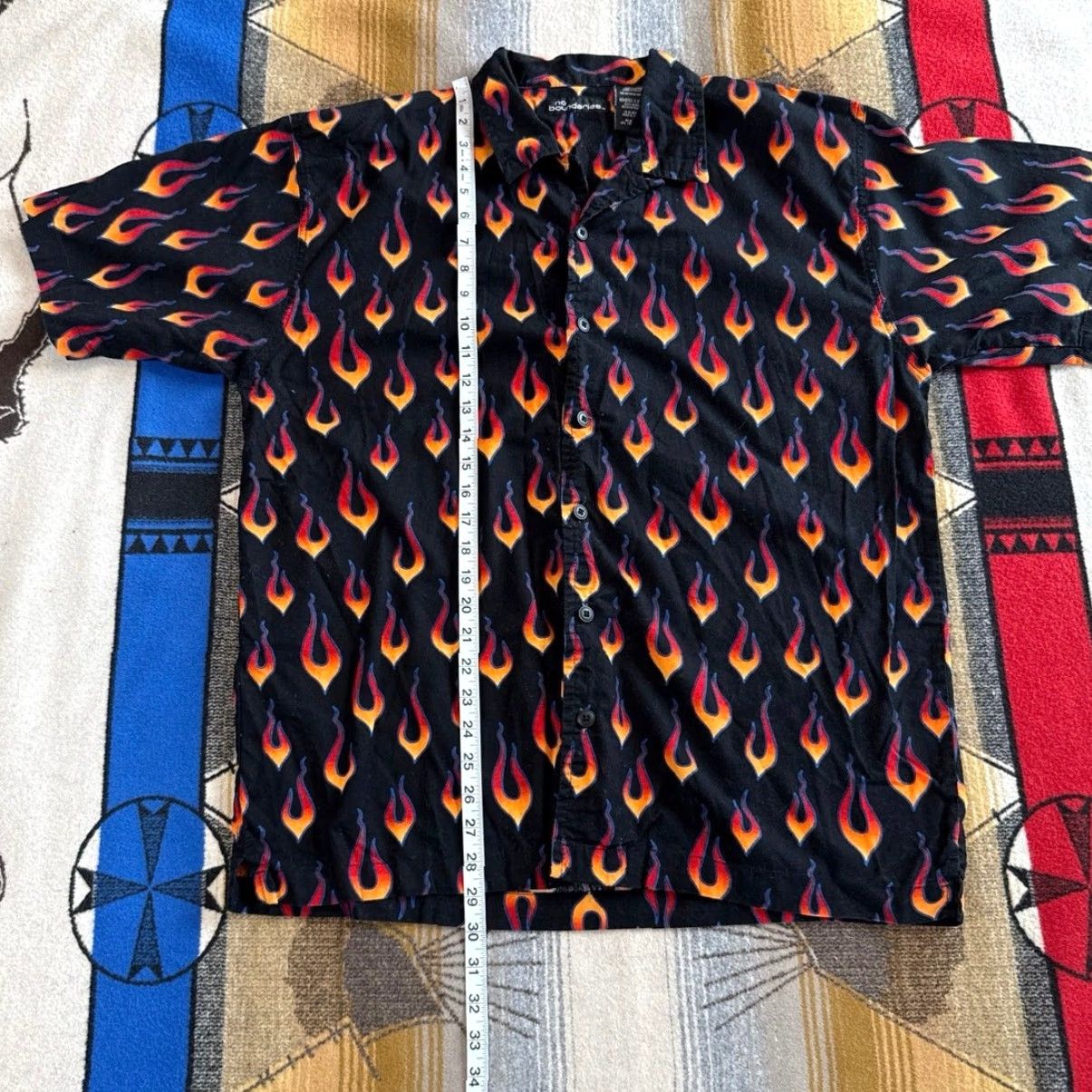 Vintage VINTAGE No Boundaries Flame Fire Button Up Shirt L Men Short Sleeve Graphic Print Y2K Grunge Skate Fire Theme 90s Womens? Size US L / EU 52-54 / 3 - 6 Thumbnail