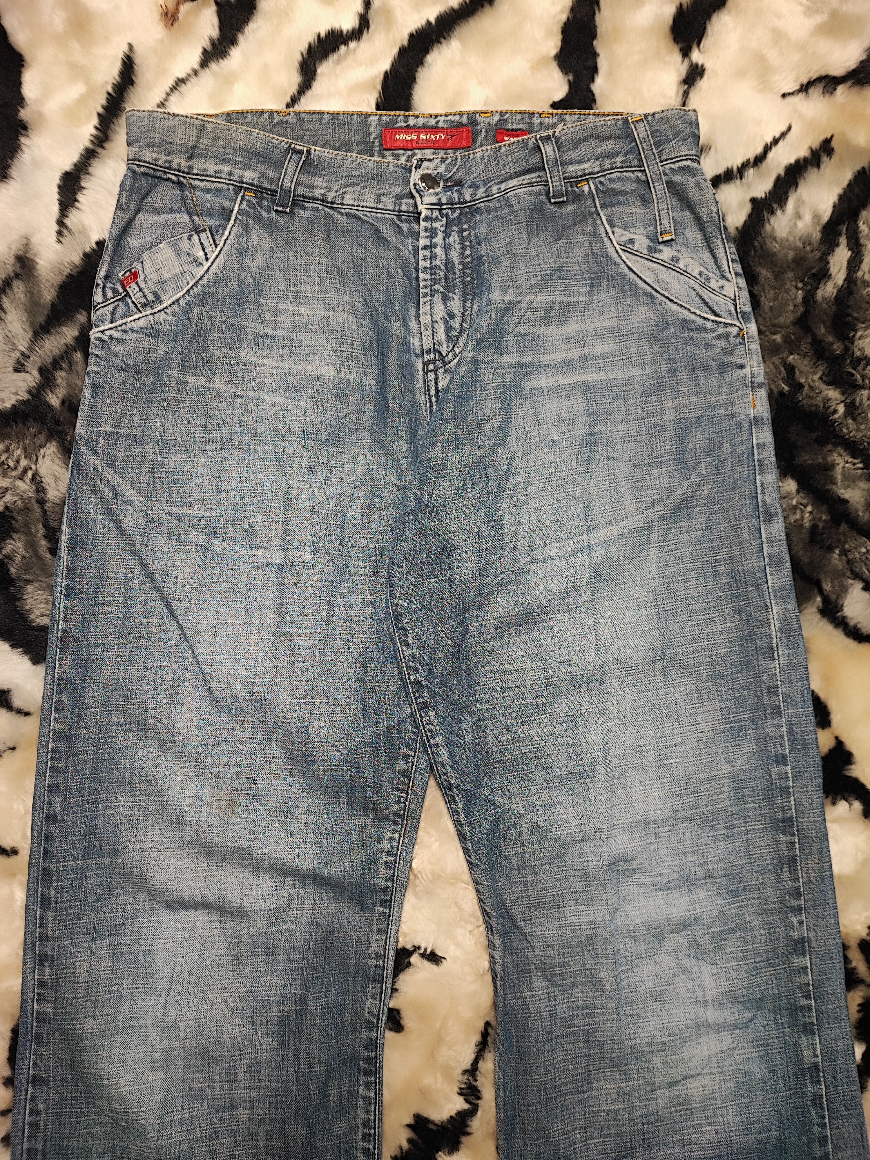 Jean Miss Sixty Bootcut Vintage Washed Flared Jeans Y2K Size 31" - 3 Thumbnail