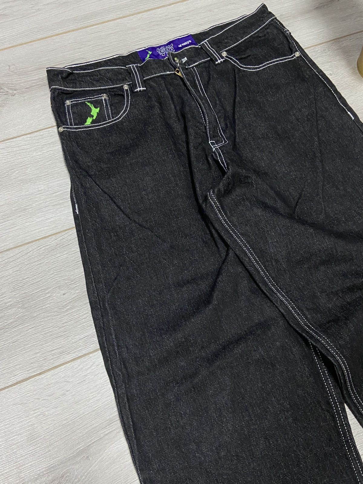 always do what you should do Adwysd washed black denim jeans rap pant Size US 34 / EU 50 - 1 Thumbnail