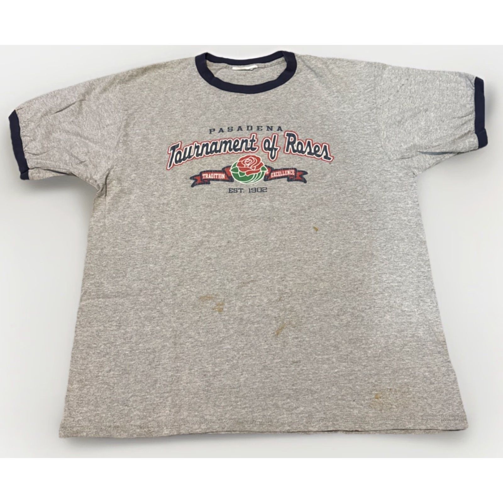 Vintage VINTAGE 90s Rose Bowl Pasadena Parade Grey Ringer T-Shirt L Mens Stains Size US L / EU 52-54 / 3 - 2 Thumbnail
