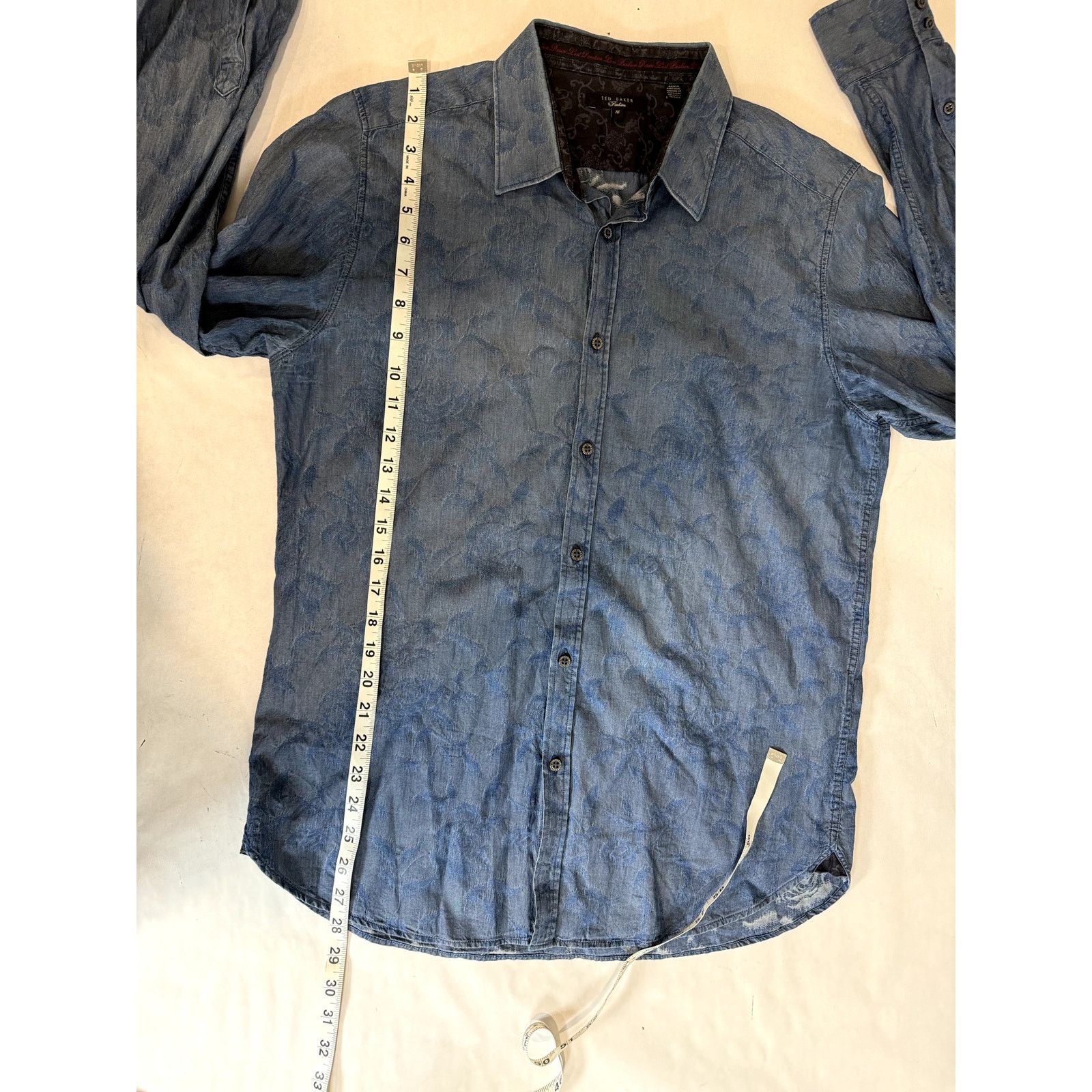 Ted Baker Ted Baker Blue Button Down Shirt Contrast Chambray - Men 16 Size US L / EU 52-54 / 3 - 5 Thumbnail