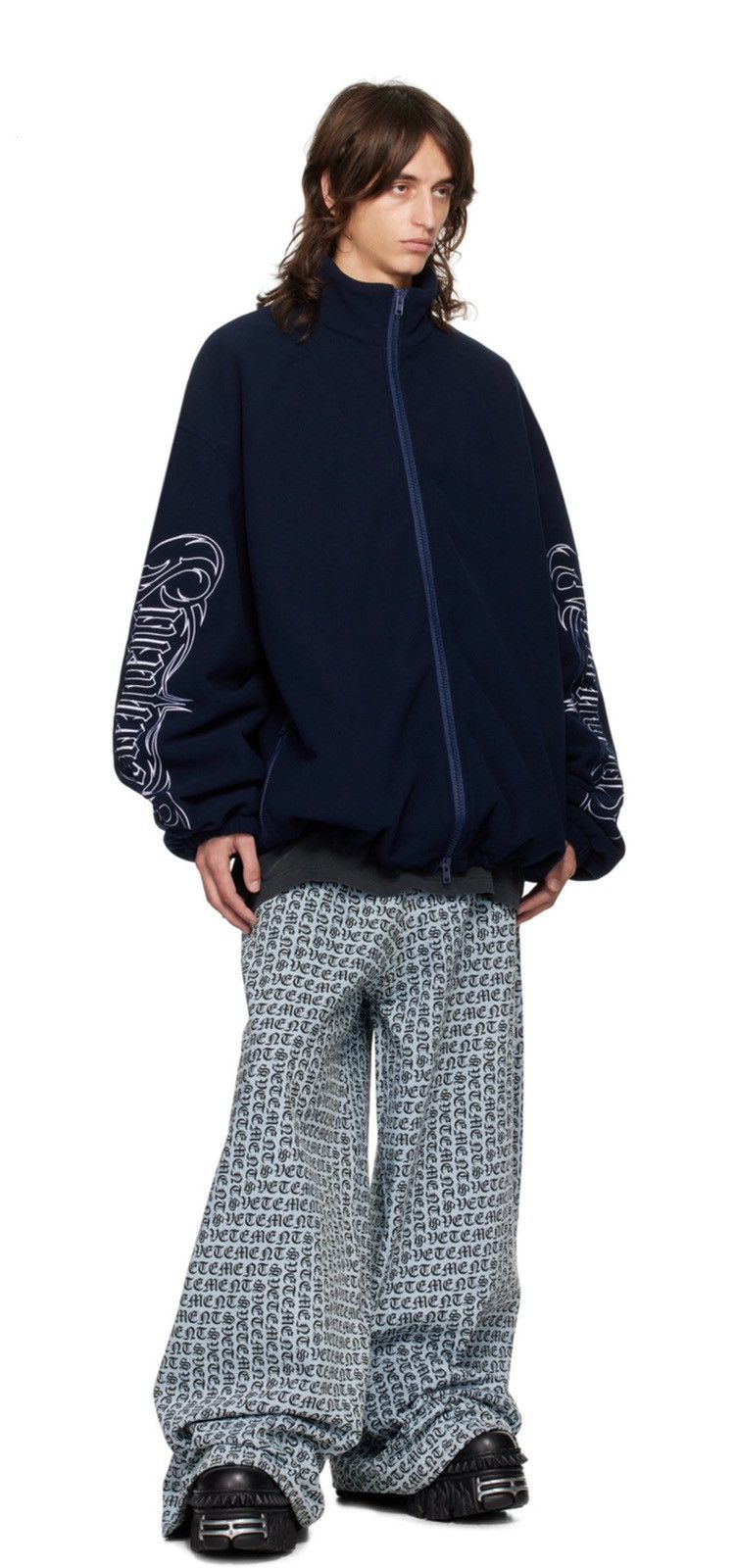 Japanese Brand × Vetements Blue Gothic Monogram Big Shape Jeans Size US 34 / EU 50 - 4 Thumbnail