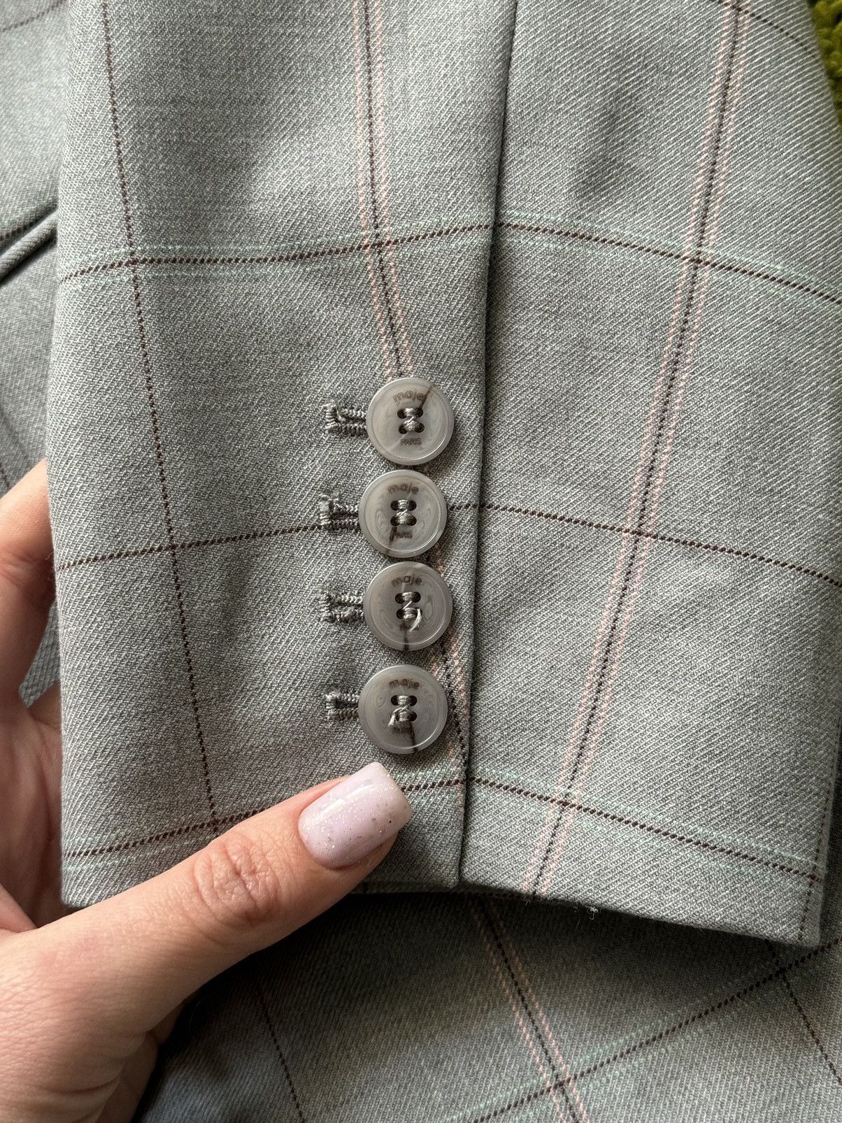 Designer × Maje Maje oldmoney style wool checkered blazer Size M / US 6-8 / IT 42-44 - 6 Thumbnail