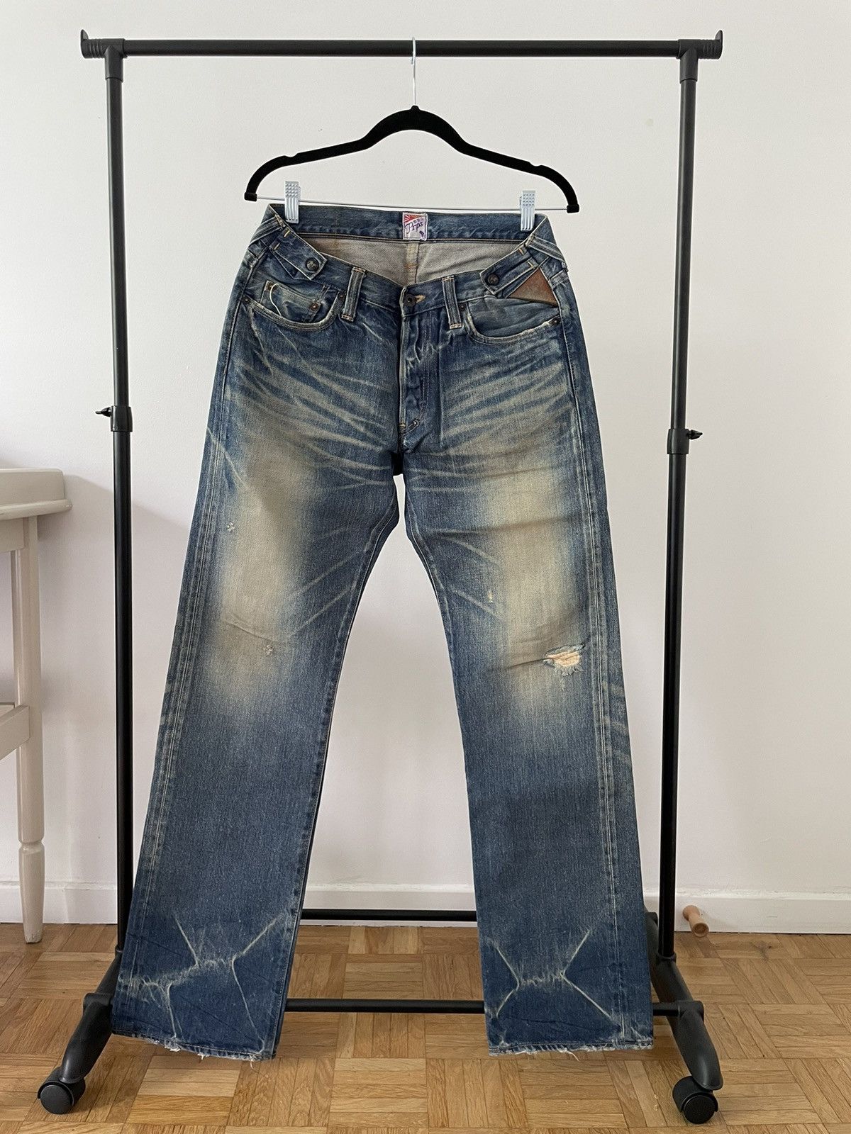 image of Prps Sandwash Distressed Straight Denim Pant in Blue, Men's (Size 30)