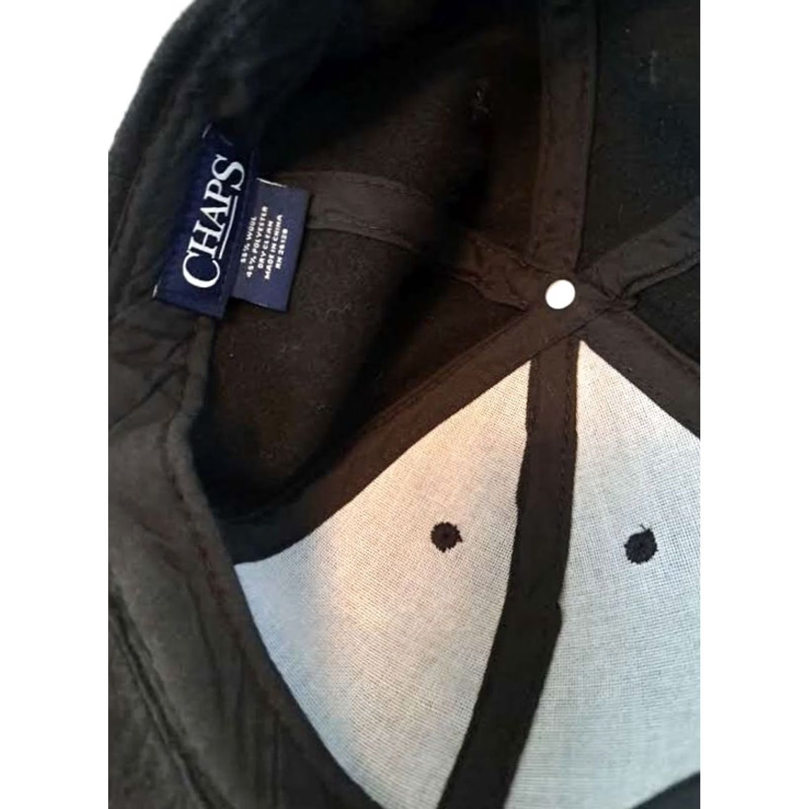 Chaps Vintage Chaps Baseball Hat - Black Wool 55% - Adjustable Strap - Rare Size ONE SIZE - 5 Thumbnail
